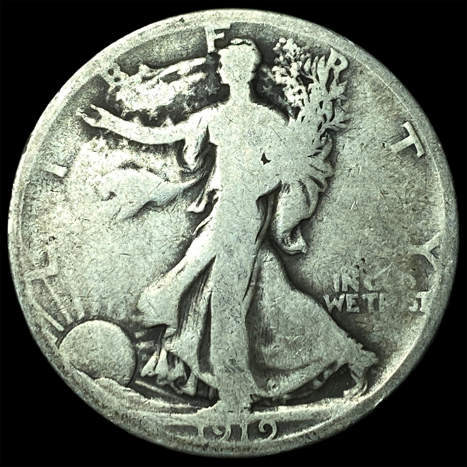 1919-S Silver Walking Liberty Half Dollar LIGHTLY CIRCULATED