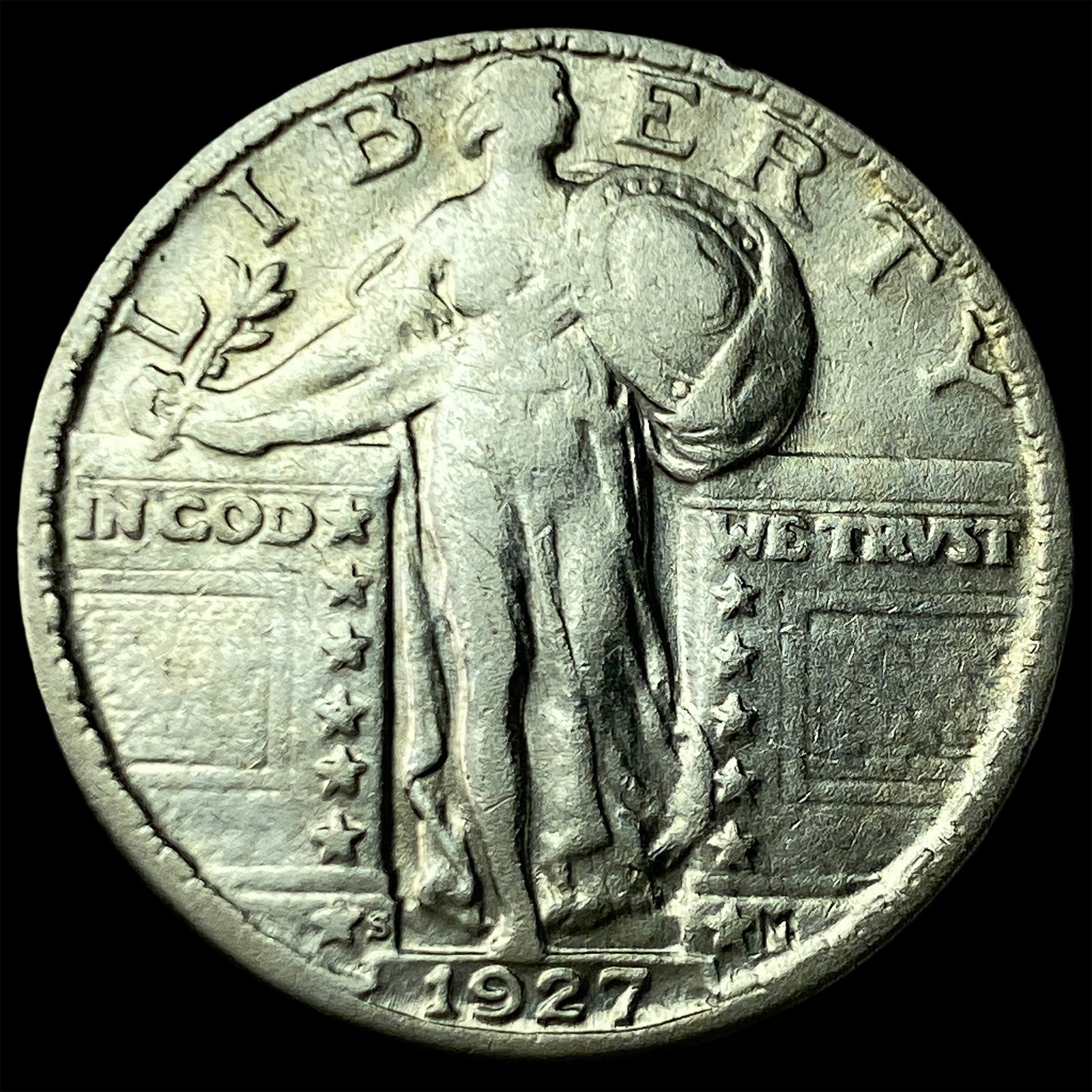 1927-S Silver Standing Liberty Quarter NEARLY UNCIRCULATED: 1927-S Silver Standing Liberty Quarter NEARLY UNCIRCULATED