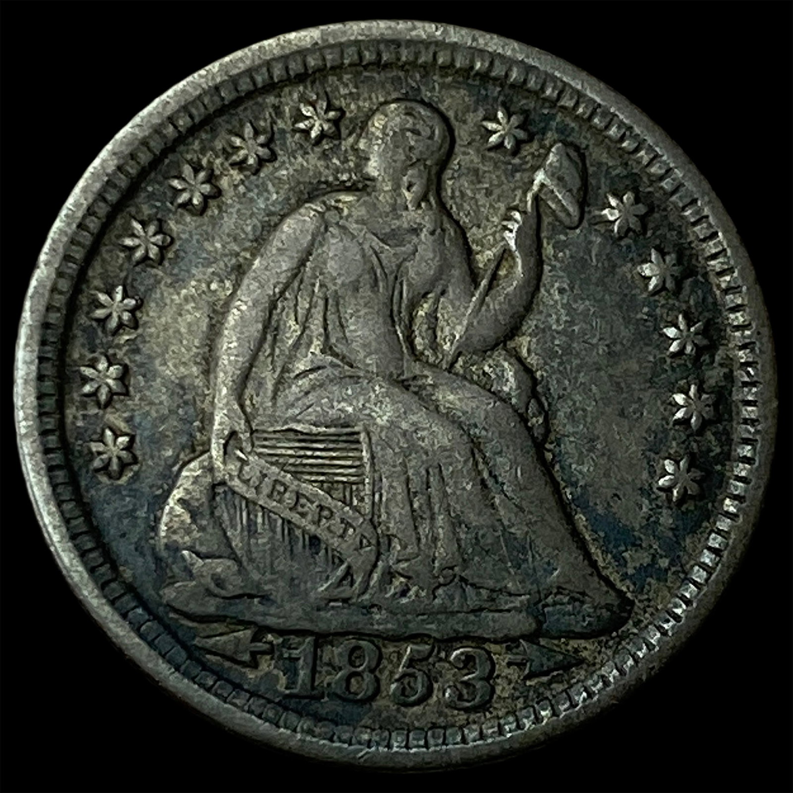 1853 Arrows Seated Liberty Half Dime CLOSELY UNCIRCULATED