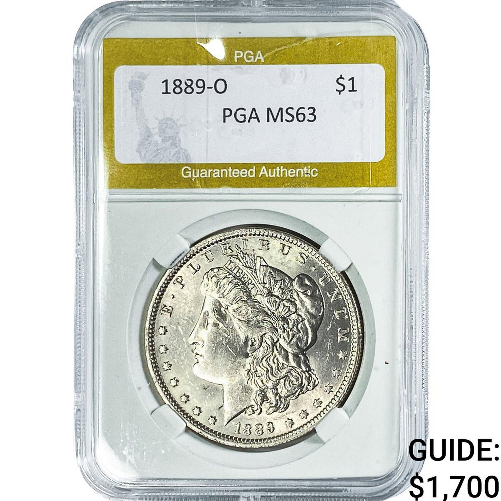 1889-O Morgan Silver Dollar PGA MS63: 1889-O Morgan Silver Dollar PGA MS63