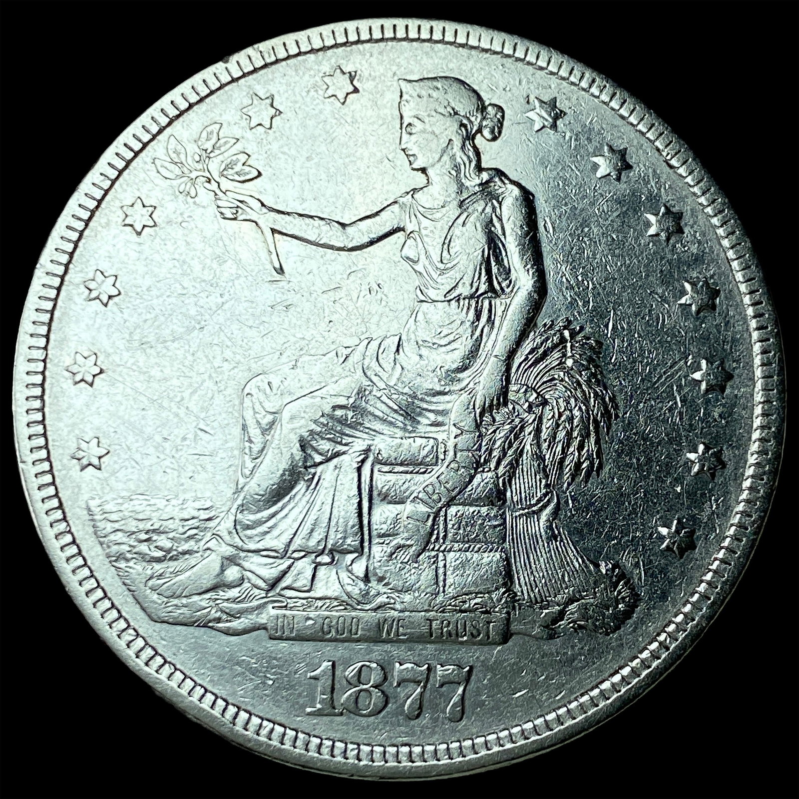 1877 Silver Trade Dollar CLOSELY UNCIRCULATED: 1877 Silver Trade Dollar CLOSELY UNCIRCULATED