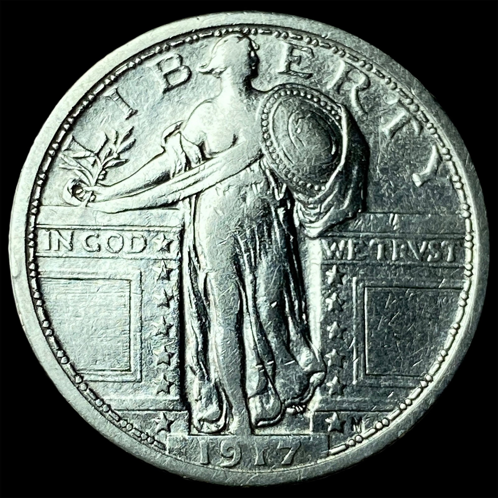 1917 Type 1 Standing Liberty Quarter CHOICE AU