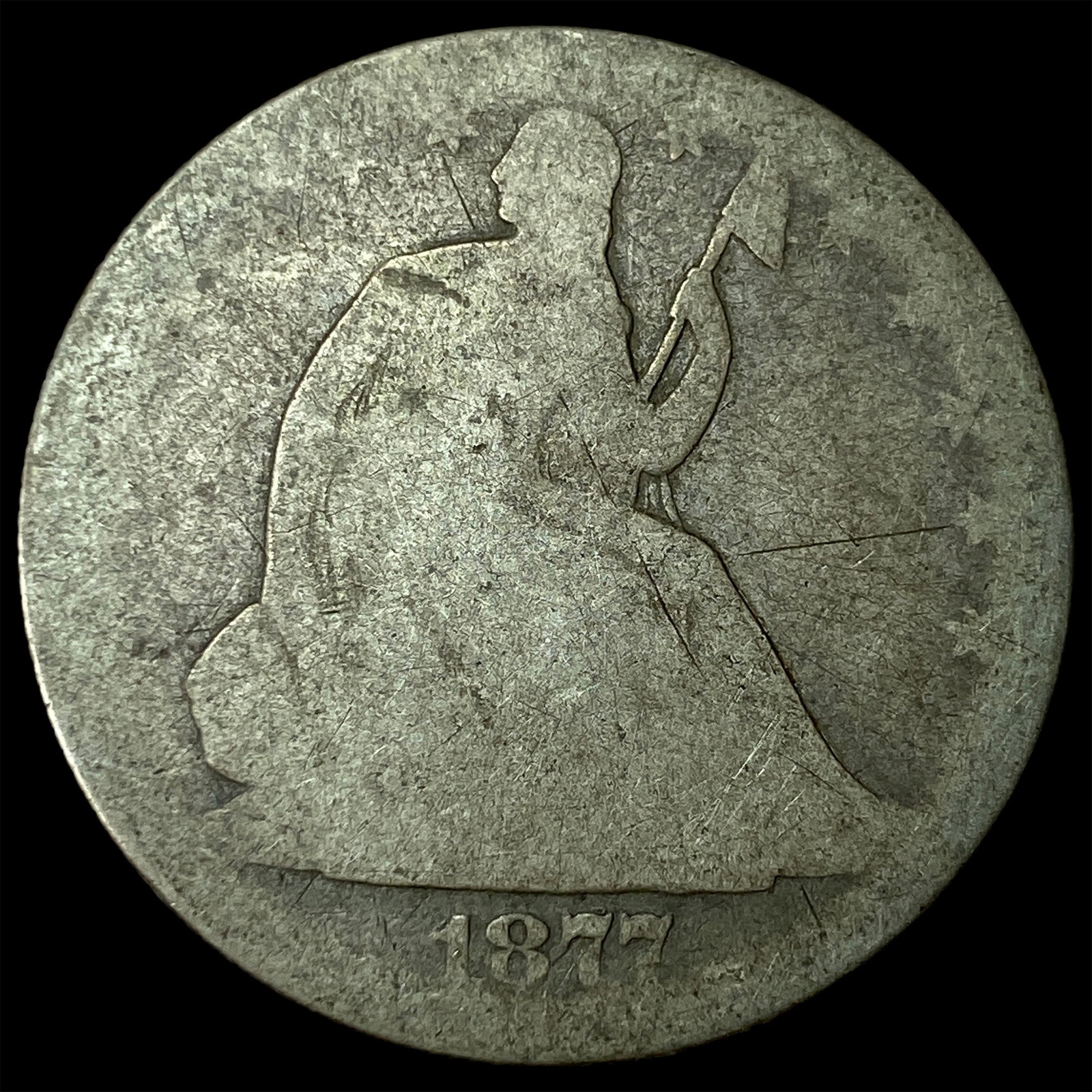 1877-S Silver Seated Liberty Half Dollar NICELY CIRCULATED