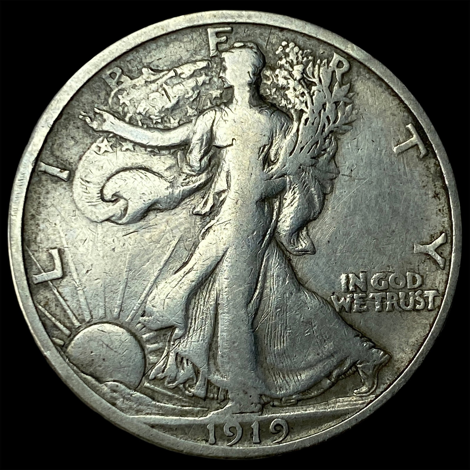 1919-S Silver Walking Liberty Half Dollar LIGHTLY CIRCULATED