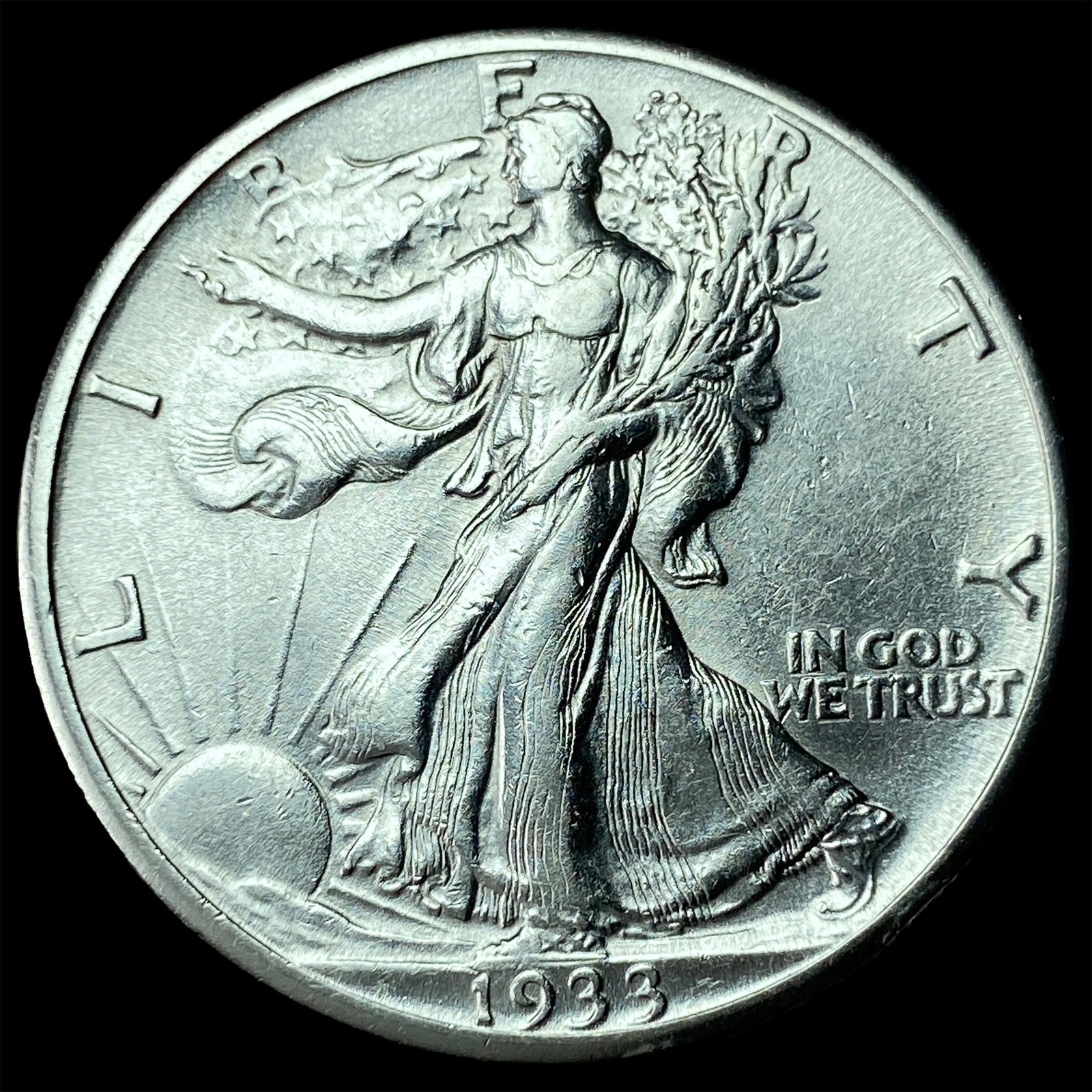 1933-S Silver Walking Liberty Half Dollar CHOICE AU