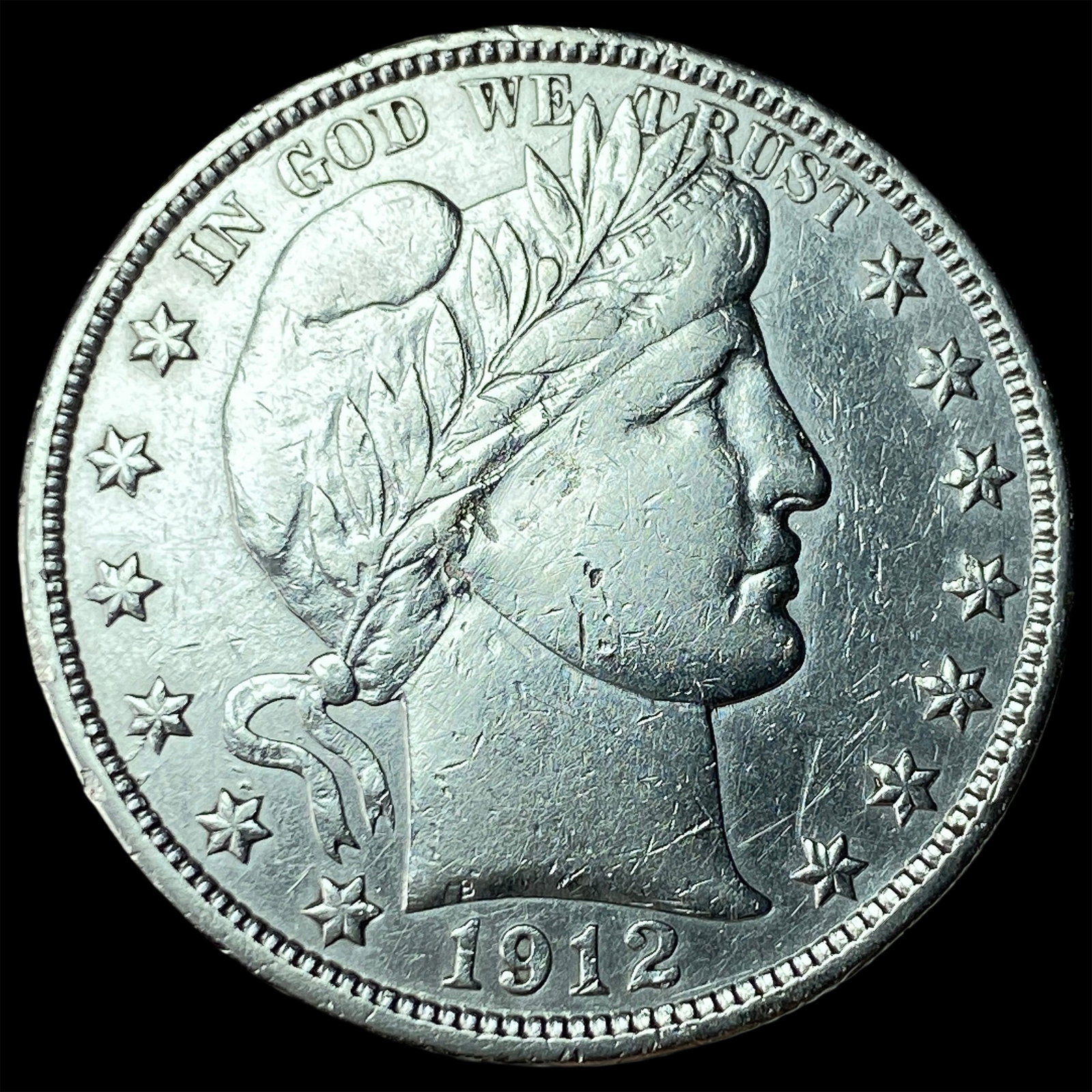 1912-S Silver Barber Half Dollar CLOSELY UNCIRCULATED: 1912-S Silver Barber Half Dollar CLOSELY UNCIRCULATED