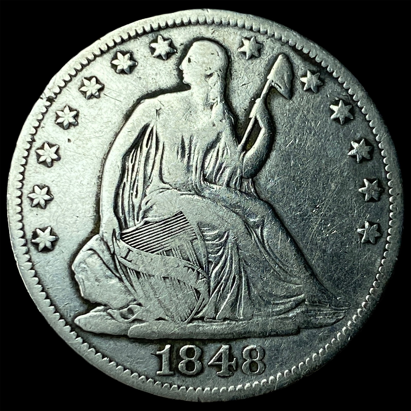 1848-O Silver Seated Liberty Half Dollar NEARLY UNCIRCULATED (1 of 2)