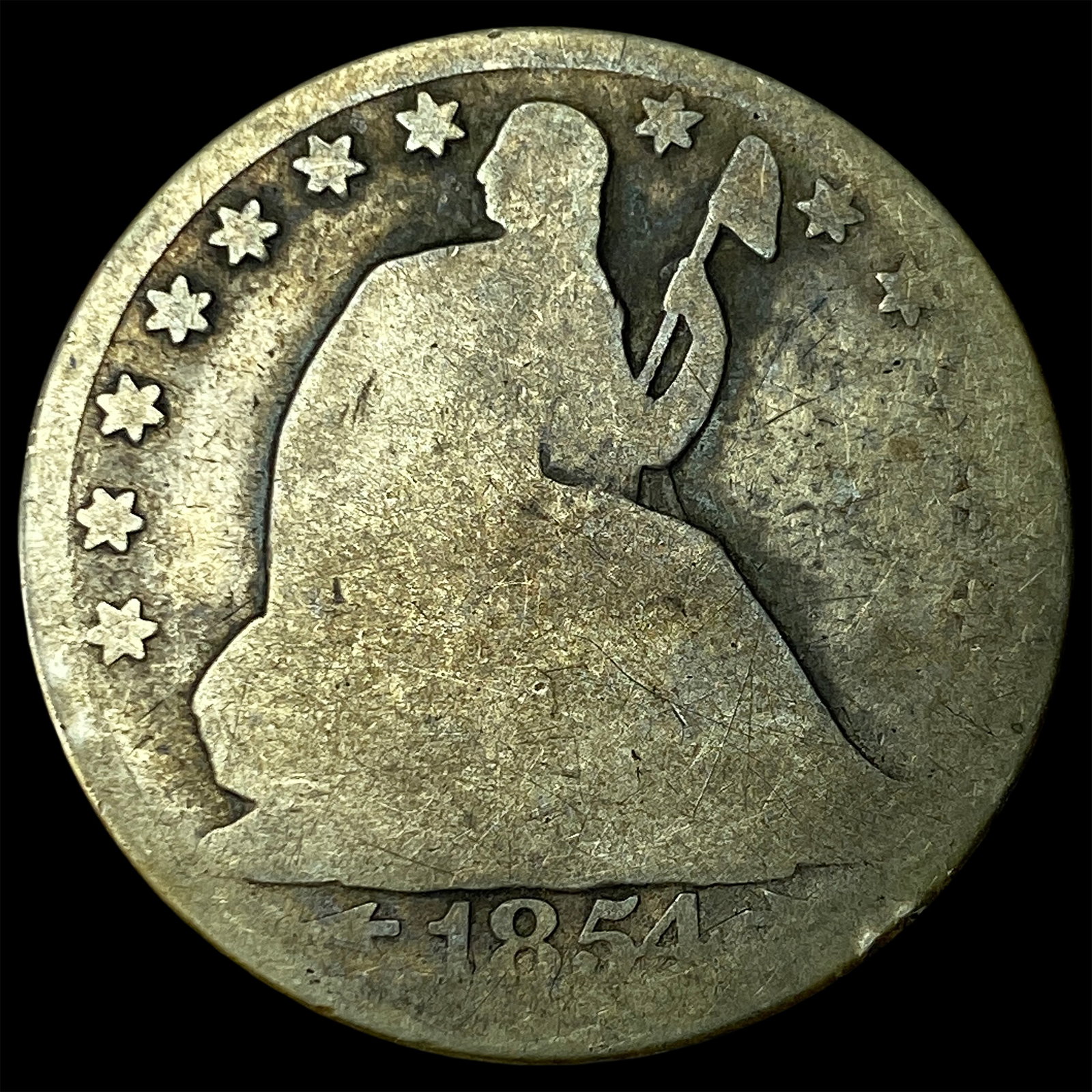 1854-O Silver Seated Liberty Half Dollar NICELY CIRCULATED: 1854-O Silver Seated Liberty Half Dollar NICELY CIRCULATED