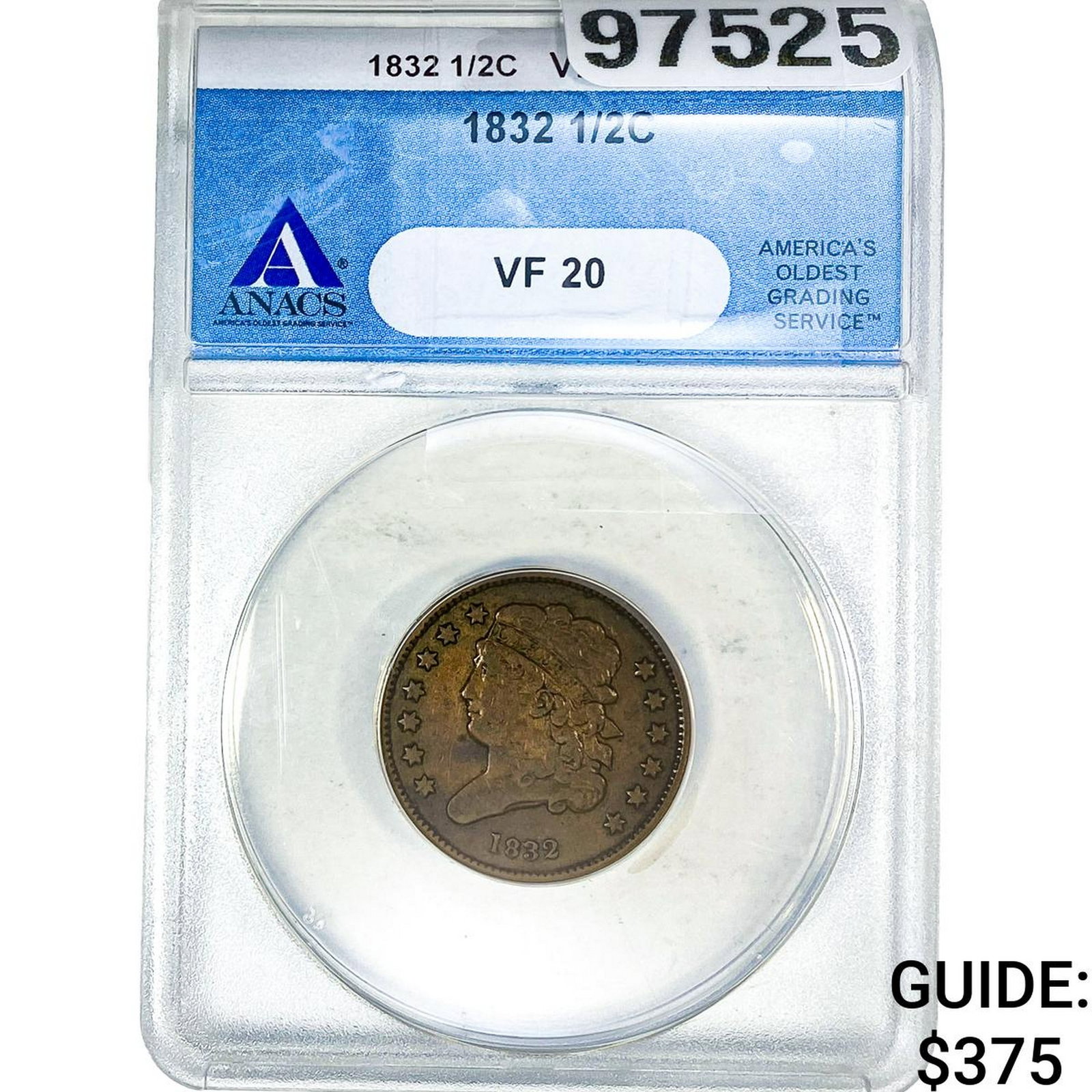 1832 Classic Head Half Cent ANACS VF20: 1832 Classic Head Half Cent ANACS VF20