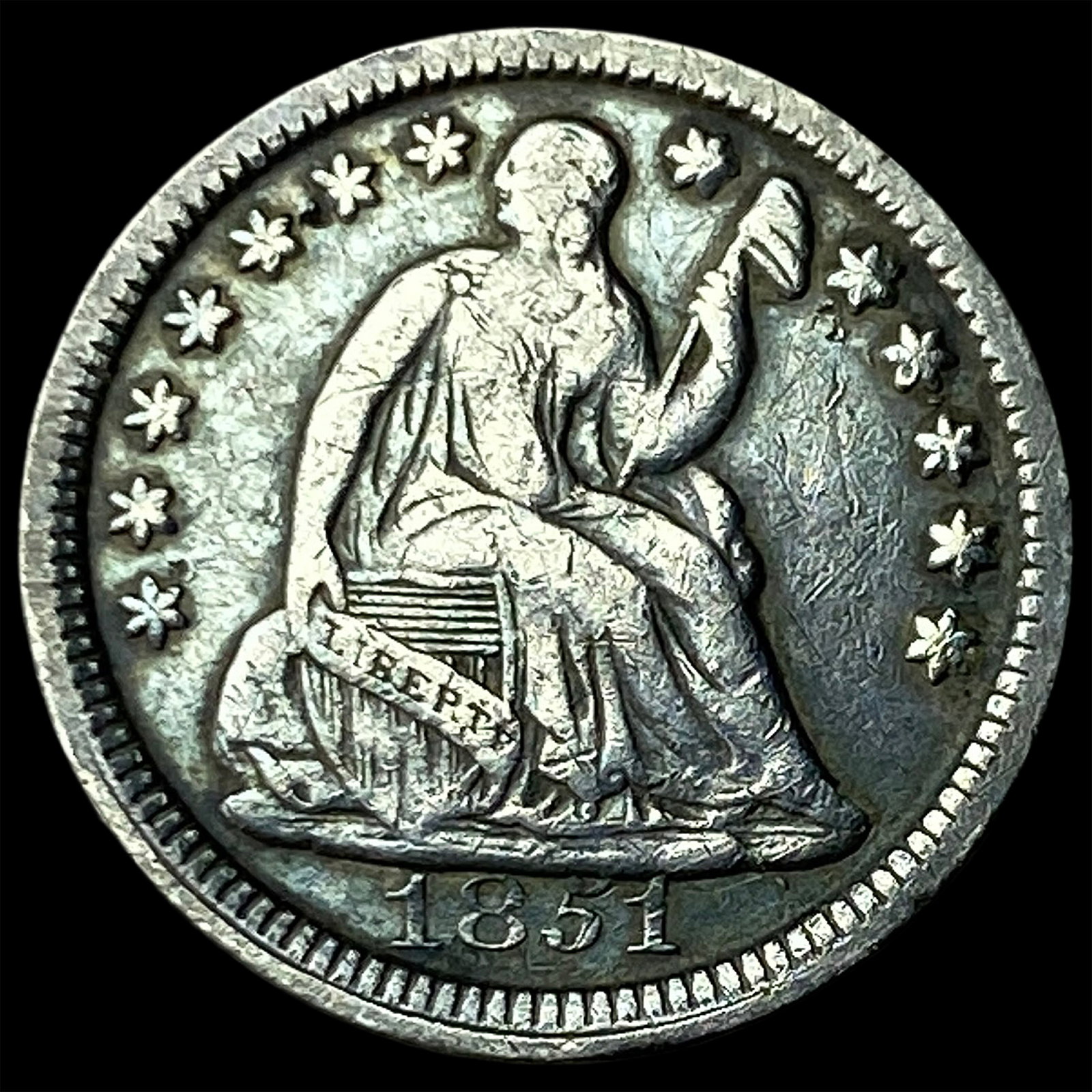 1851 Silver Seated Liberty Half Dime LIGHTLY CIRCULATED: 1851 Silver Seated Liberty Half Dime LIGHTLY CIRCULATED