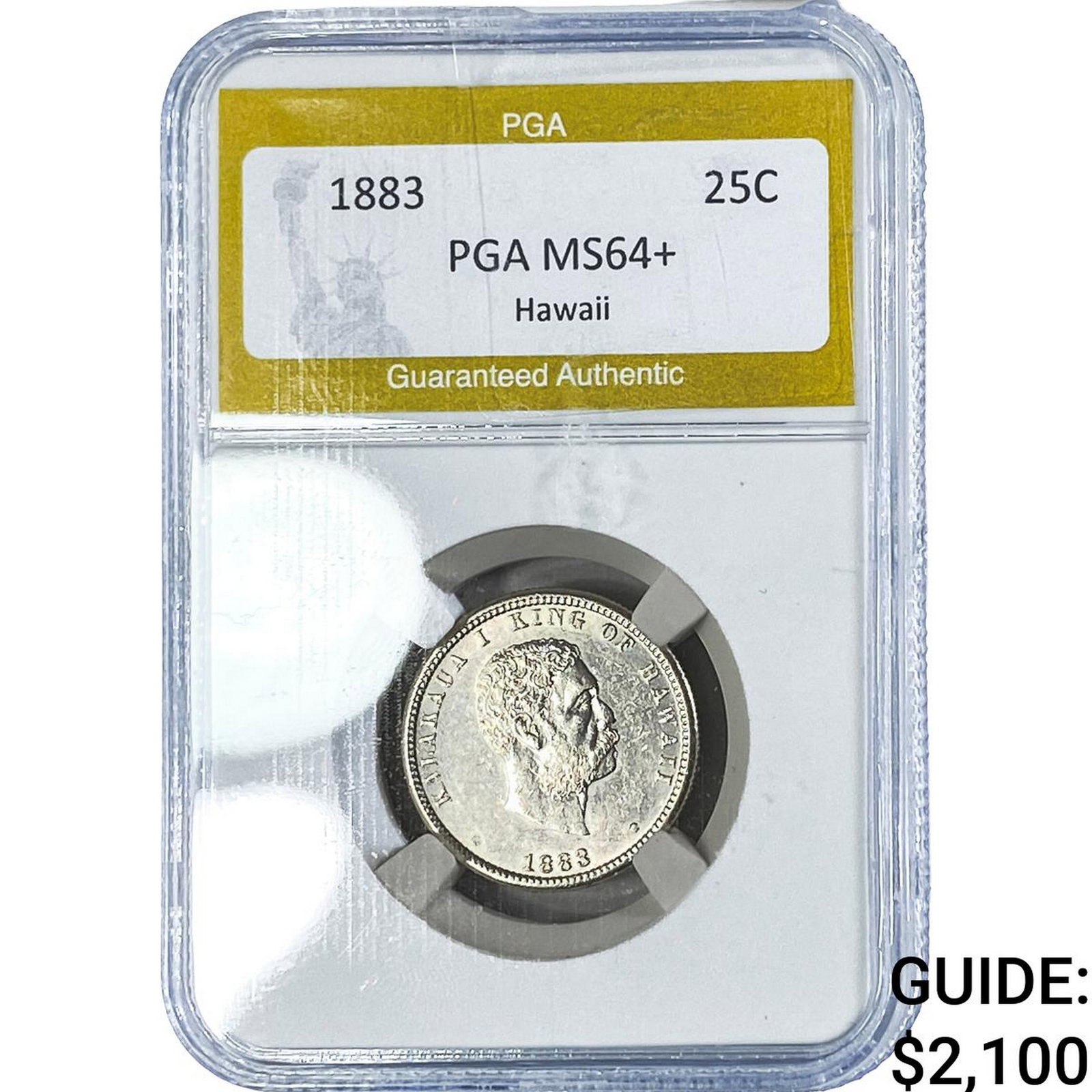 1883 Hawaiian Quarter PGA MS64+: 1883 Hawaiian Quarter PGA MS64+