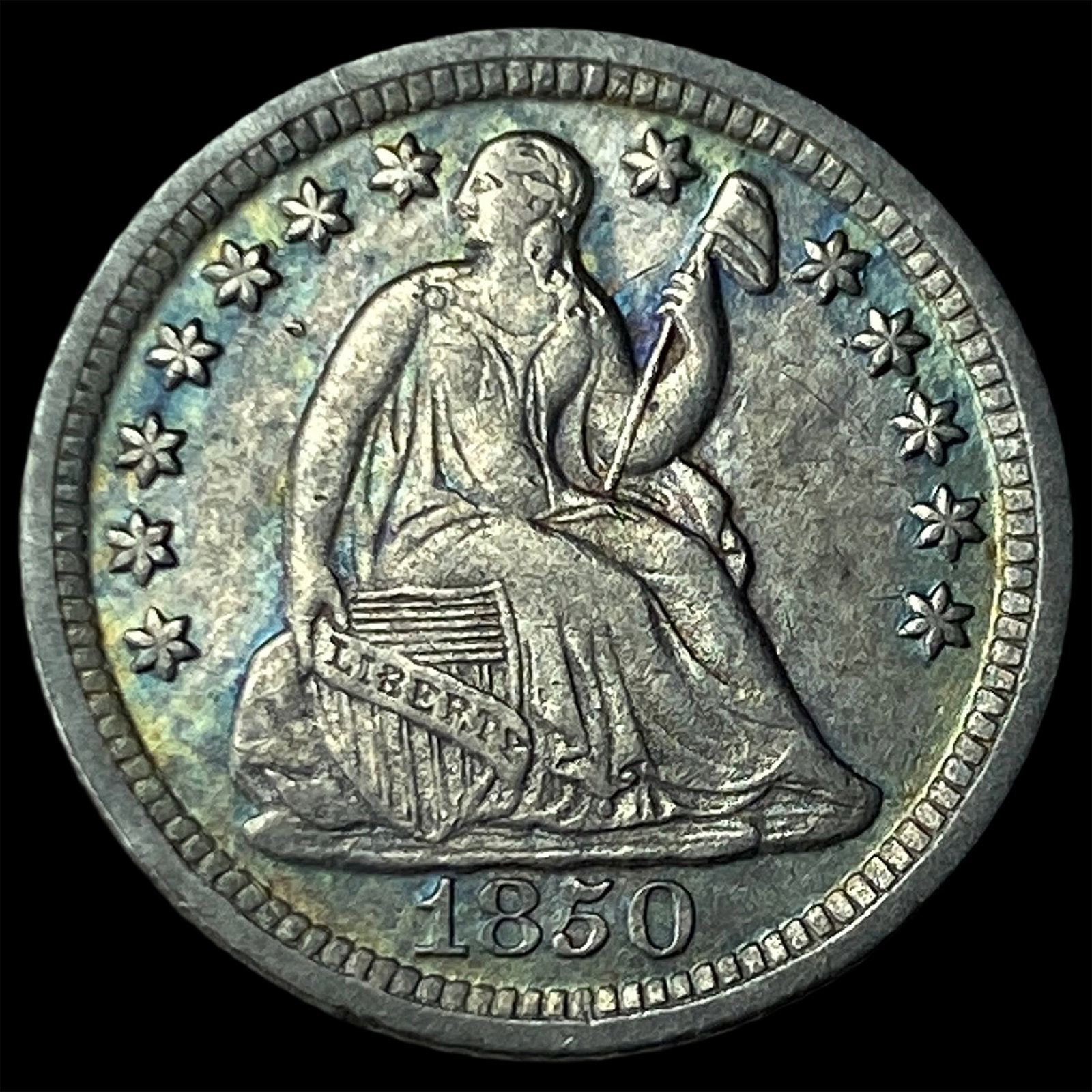 1850-O Silver Seated Liberty Half Dime UNCIRCULATED: 1850-O Silver Seated Liberty Half Dime UNCIRCULATED