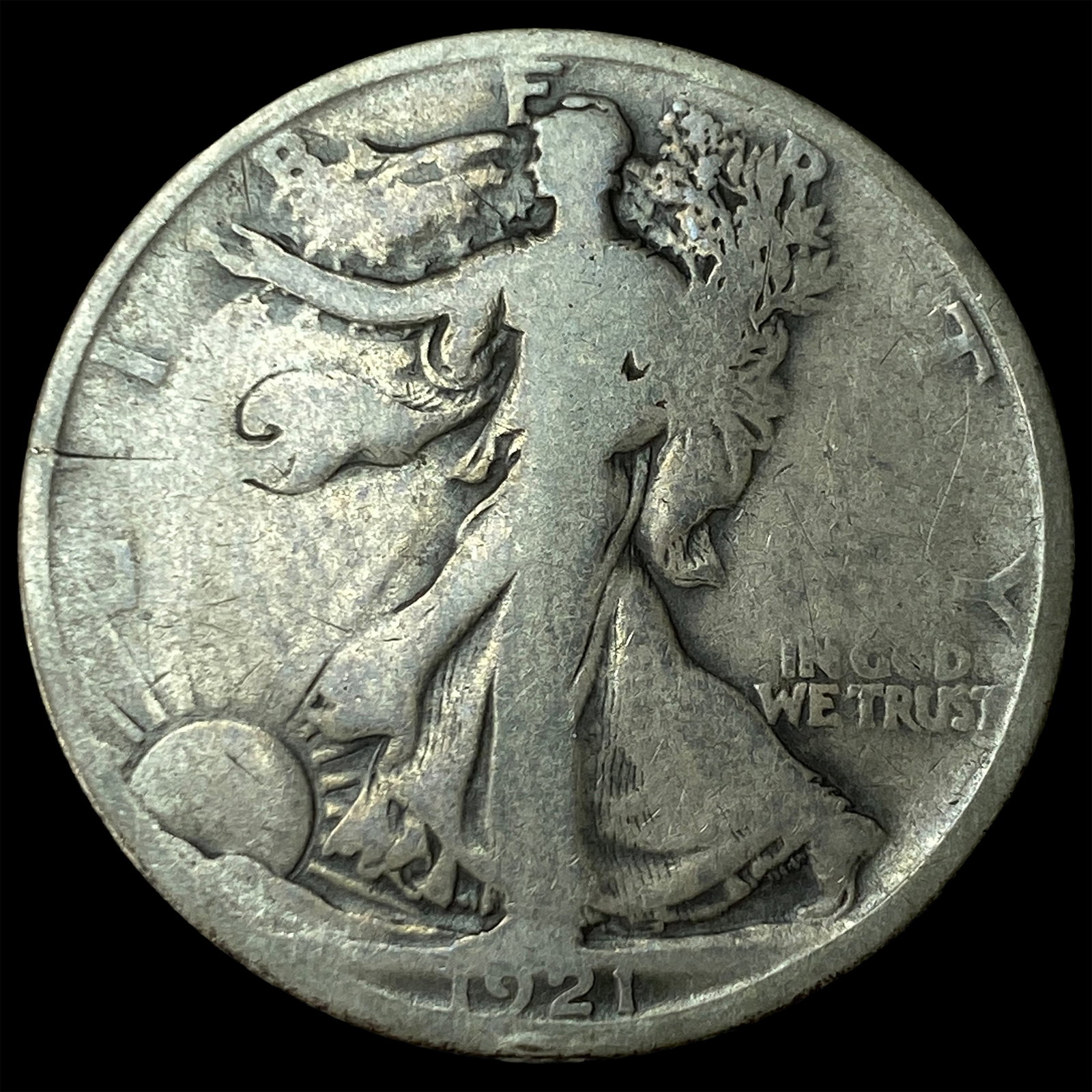 1921-D Silver Walking Liberty Half Dollar LIGHTLY CIRCULATED (1 of 2)