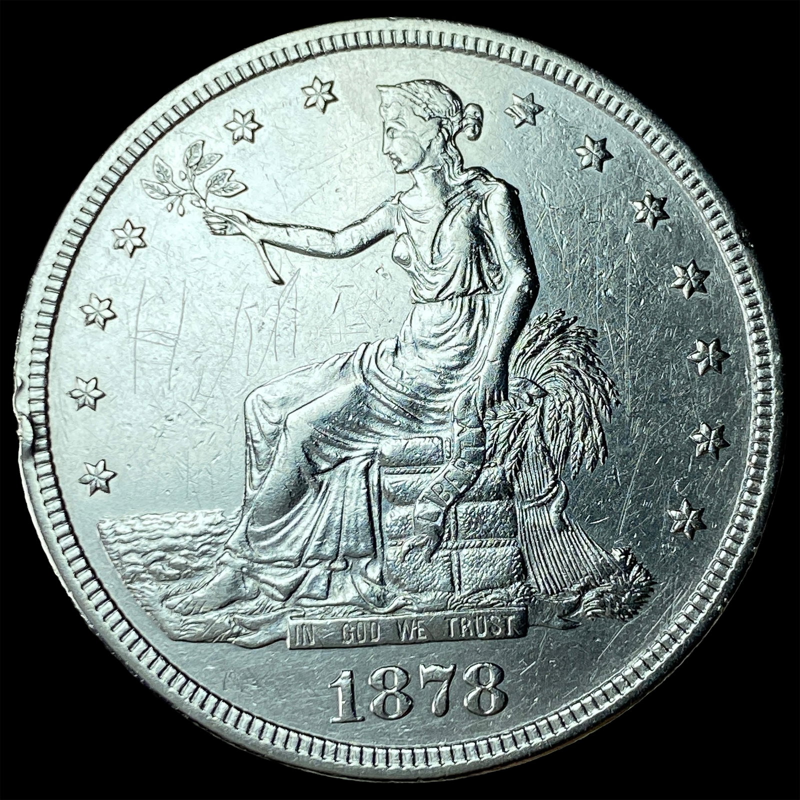 1878-S Silver Trade Dollar CHOICE AU: 1878-S Silver Trade Dollar CHOICE AU