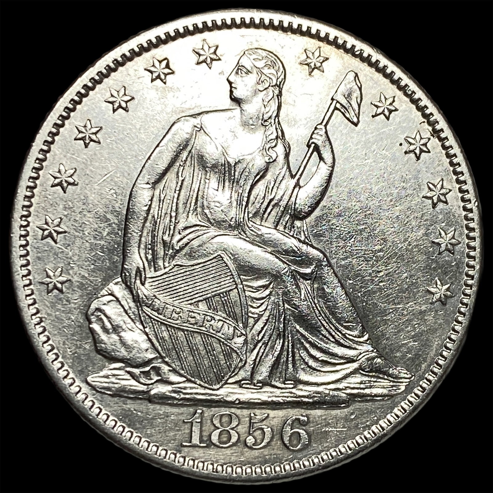 1856-O Silver Seated Liberty Half Dollar CHOICE AU