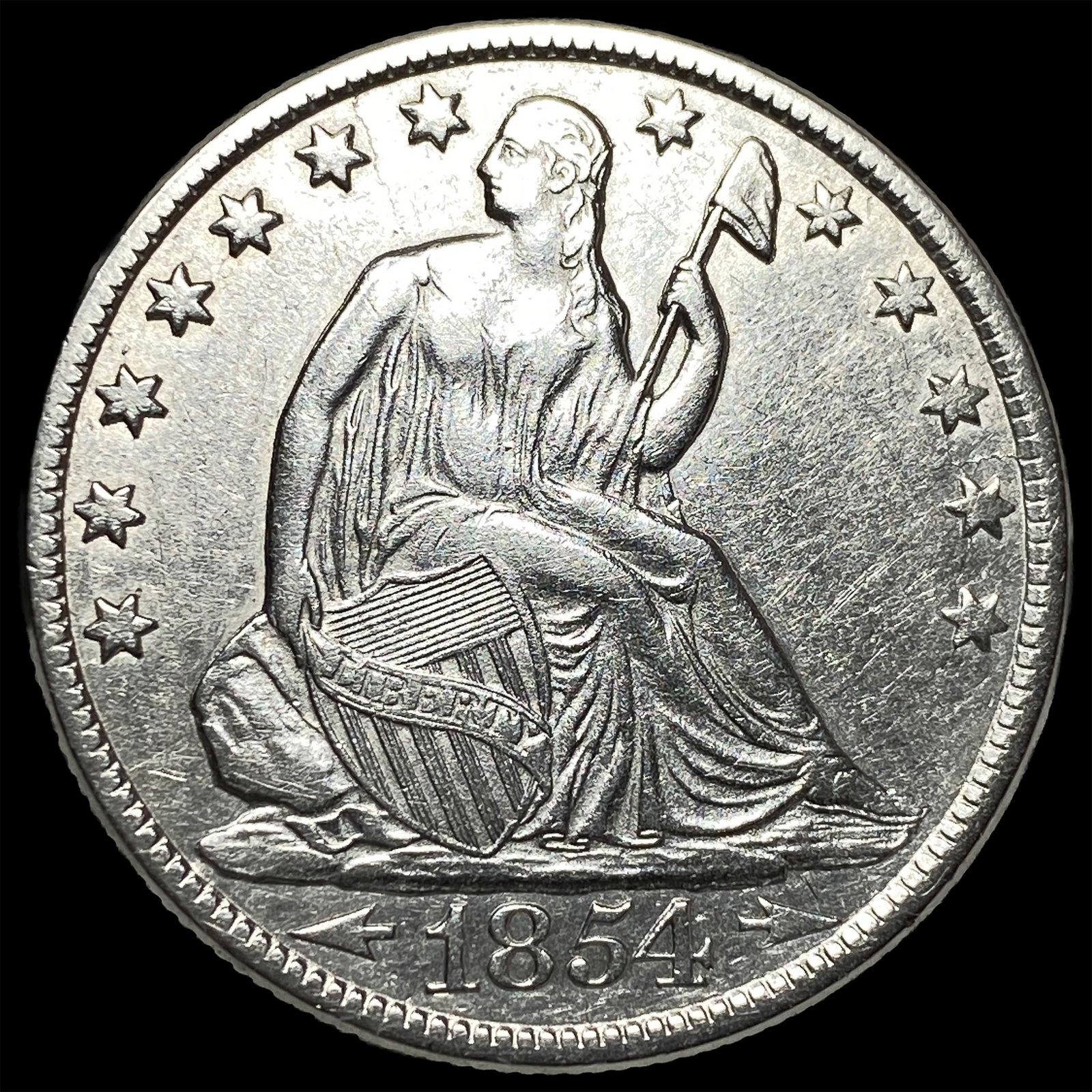 1854-O Arrows Seated Liberty Half Dollar CHOICE AU: 1854-O Arrows Seated Liberty Half Dollar CHOICE AU