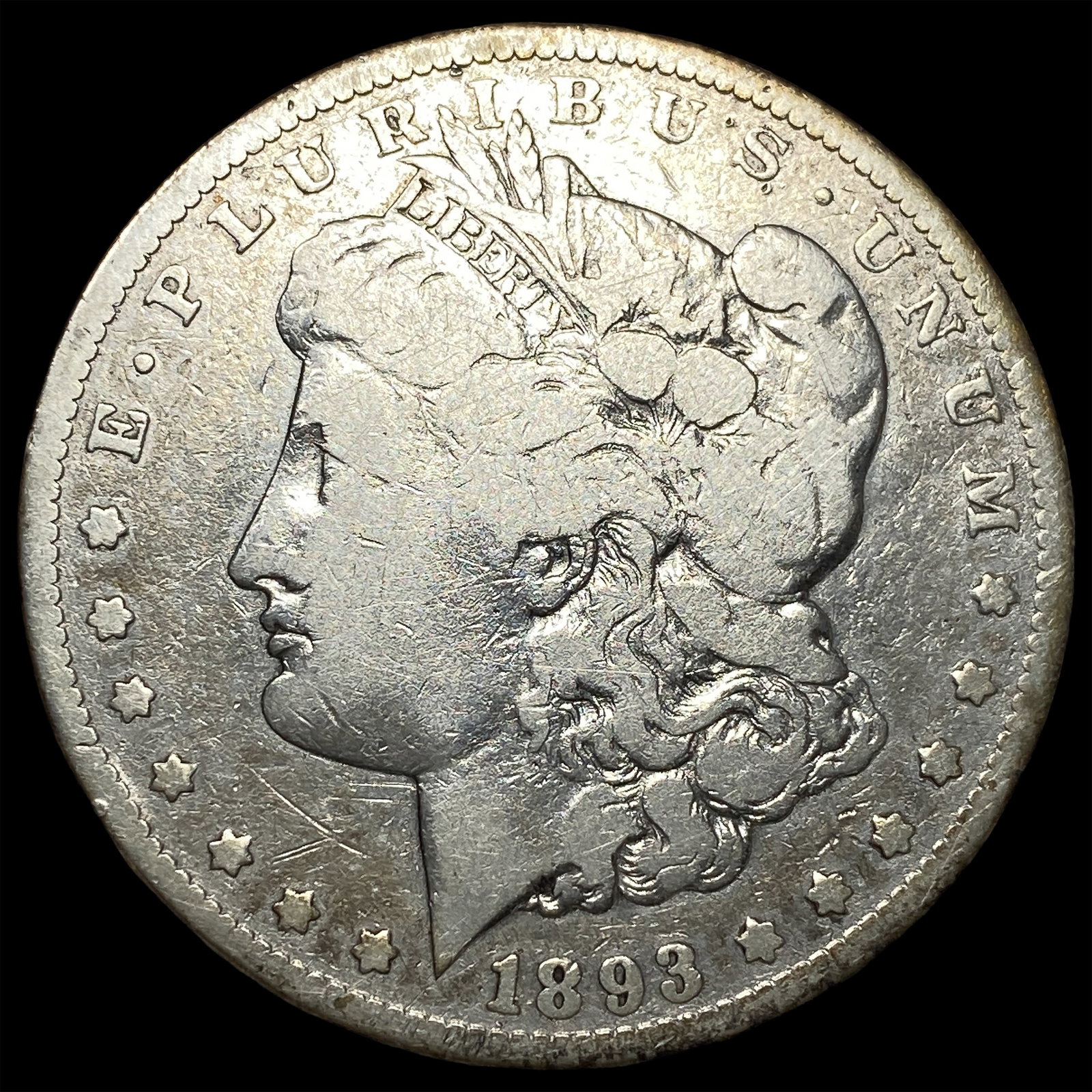 1893-CC Silver Morgan Dollar LIGHTLY CIRCULATED