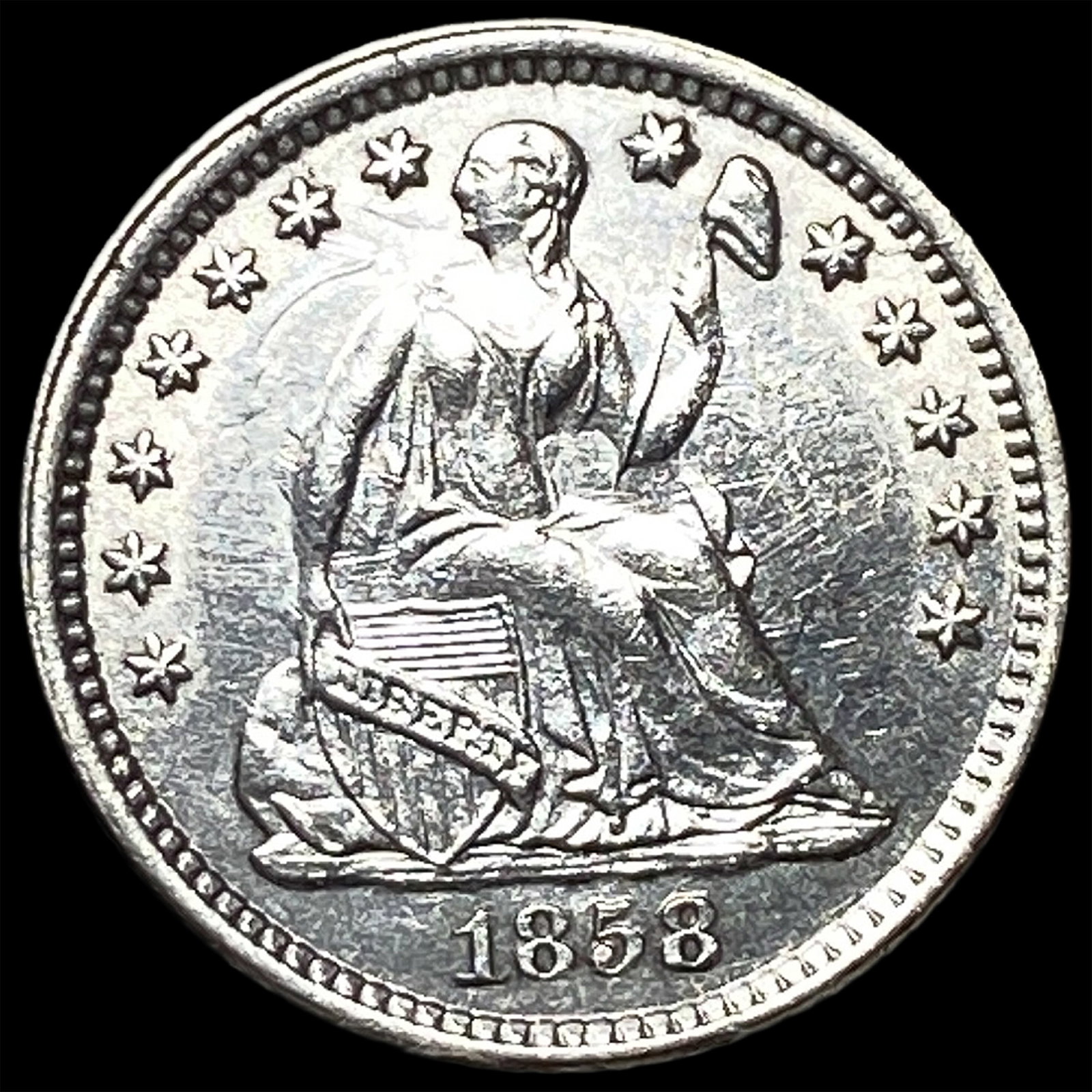 1858-O Silver Seated Liberty Half Dime GEM BU: 1858-O Silver Seated Liberty Half Dime GEM BU