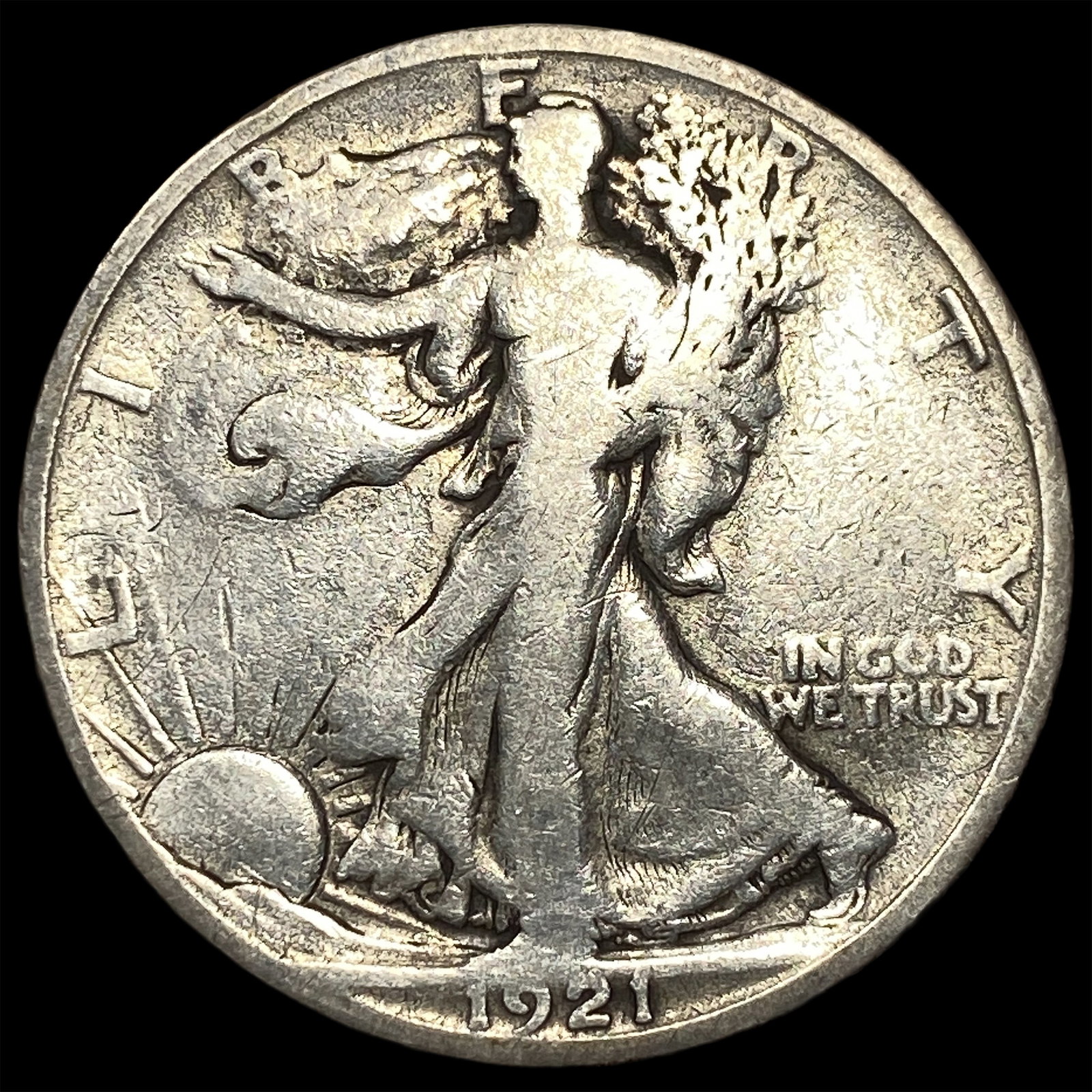 1921-S Silver Walking Liberty Half Dollar NICELY CIRCULATED