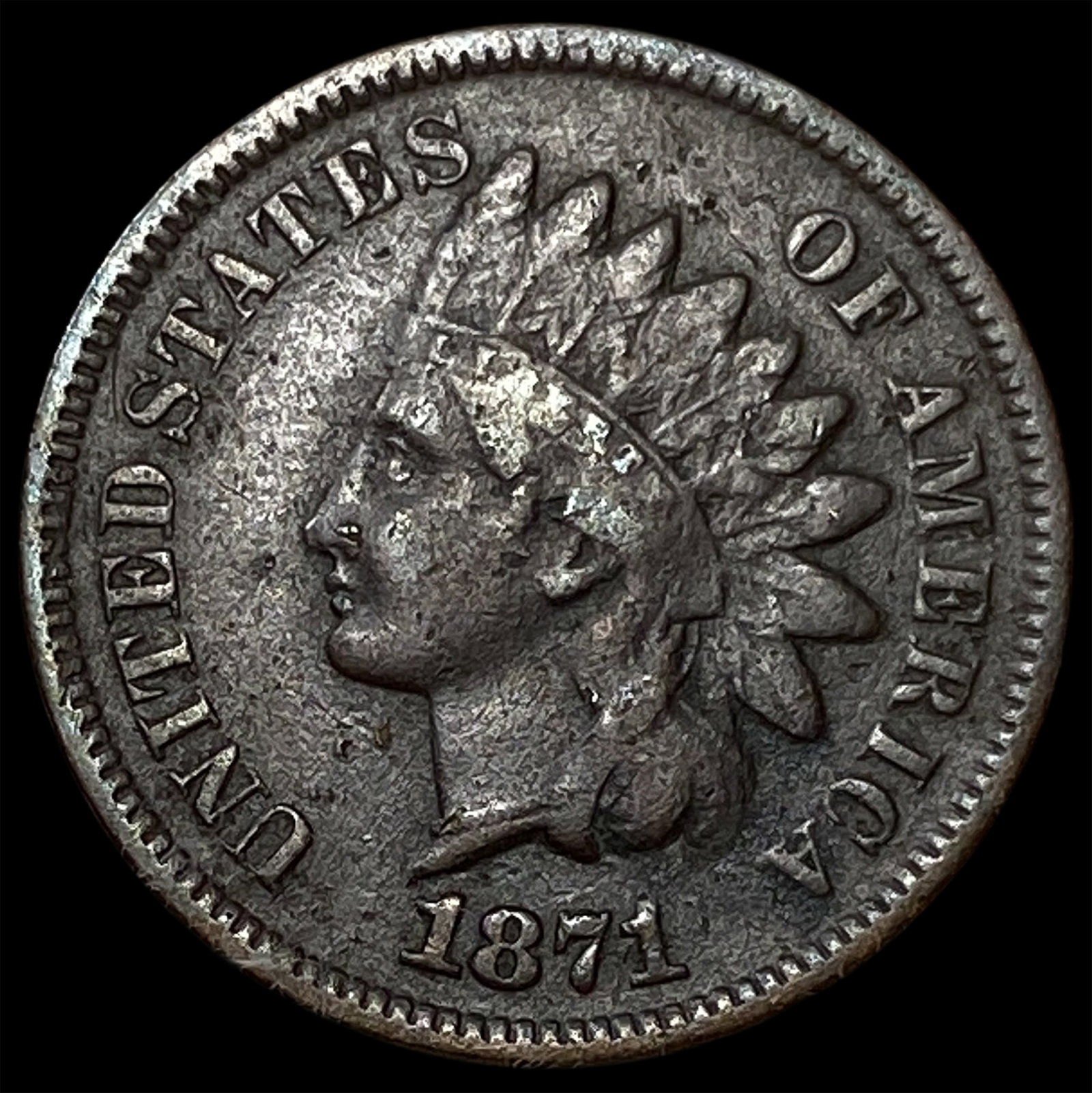 1871 Indian Head Cent NEARLY UNCIRCULATED: 1871 Indian Head Cent NEARLY UNCIRCULATED