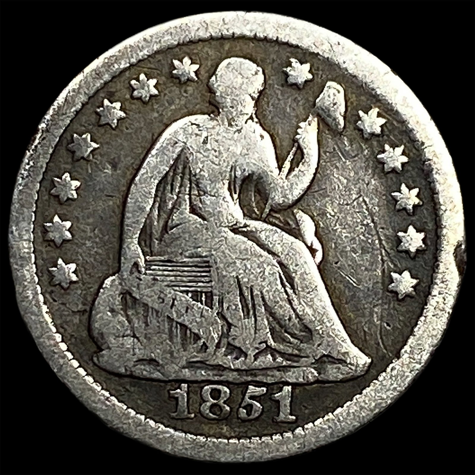1851-O Silver Seated Liberty Half Dime LIGHTLY CIRCULATED: 1851-O Silver Seated Liberty Half Dime LIGHTLY CIRCULATED