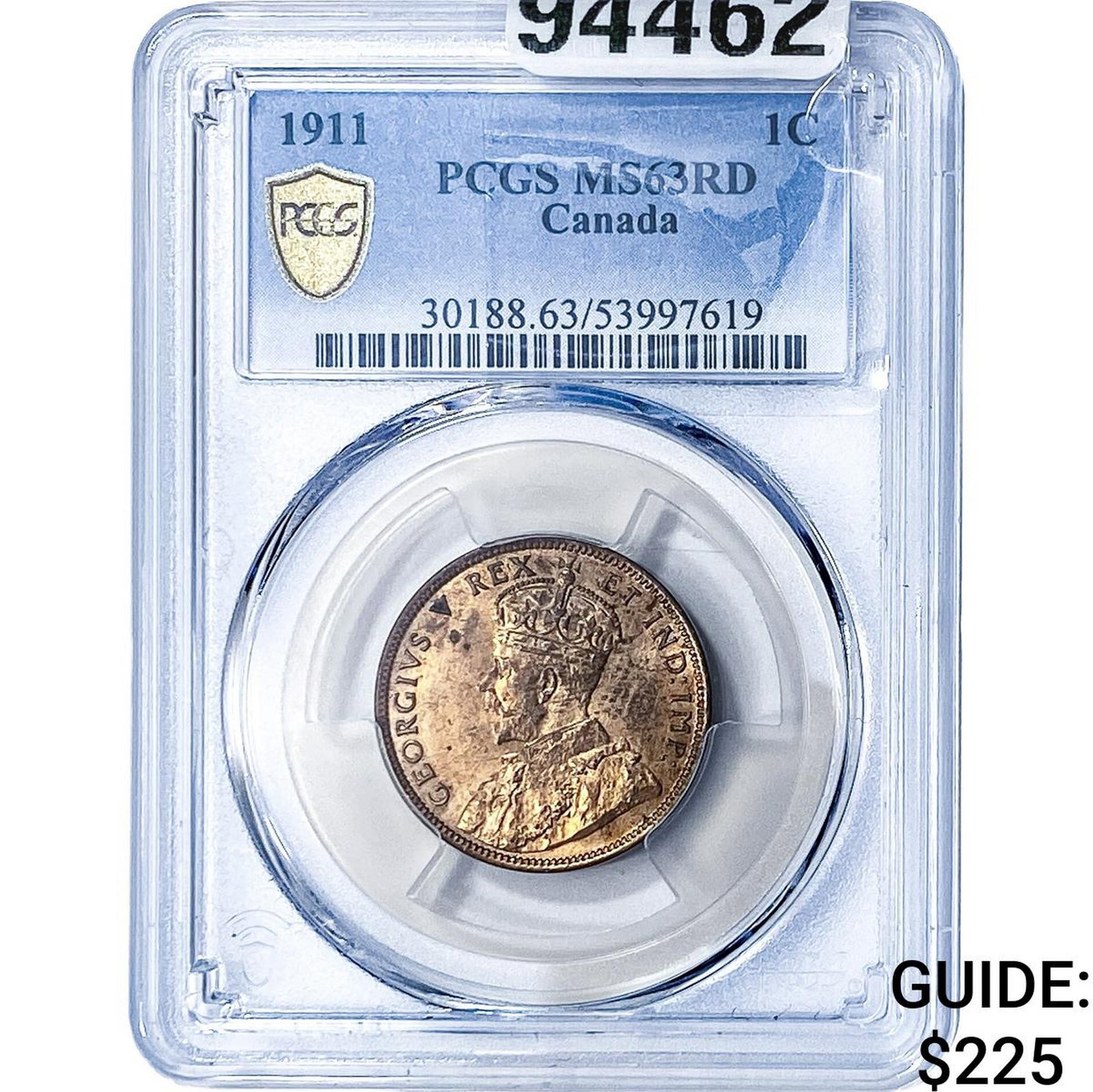 1911 Canada Bronze 1 Cent PCGS MS63 RD: 1911 Canada Bronze 1 Cent PCGS MS63 RD