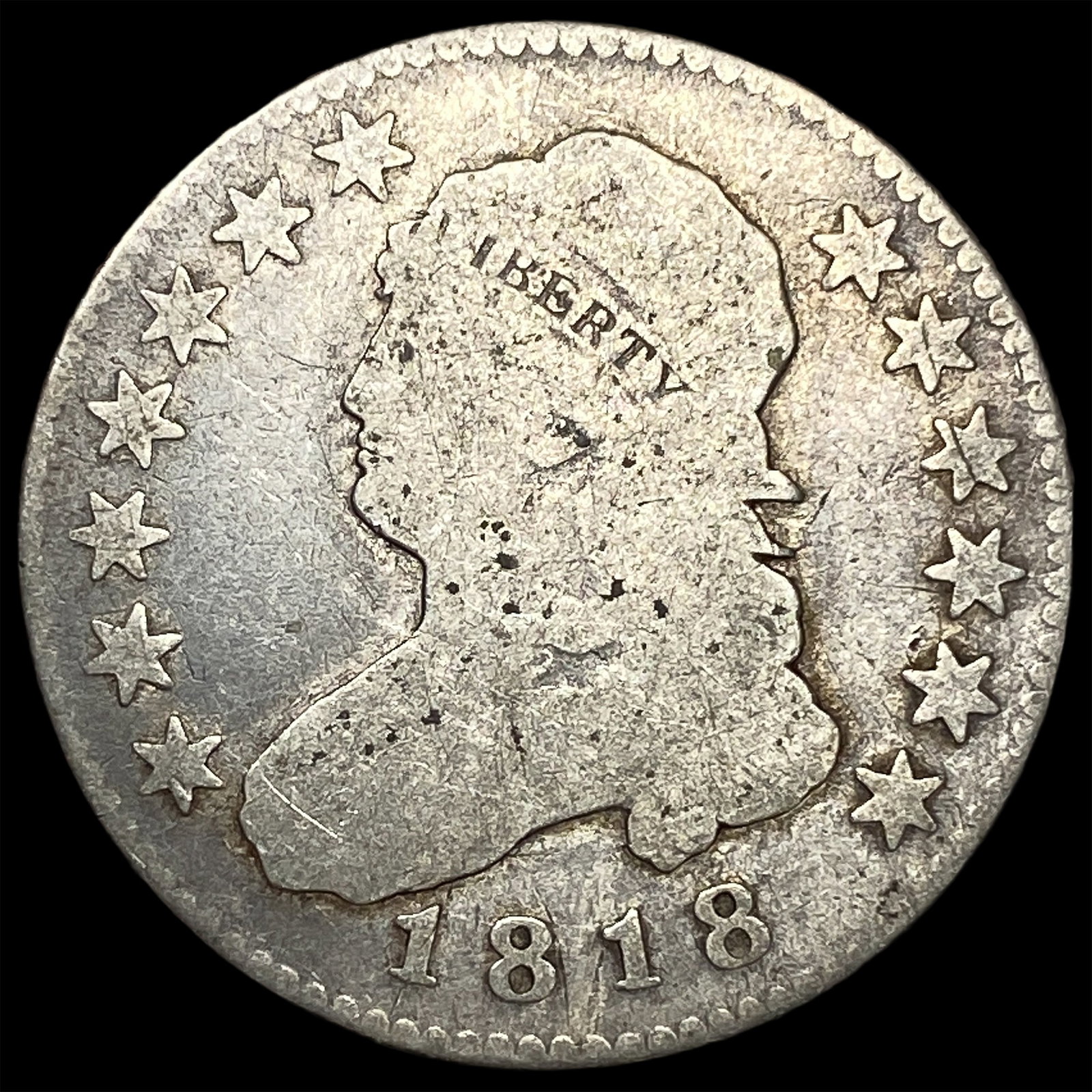 1818 Silver Capped Bust Quarter LIGHTLY CIRCULATED: 1818 Silver Capped Bust Quarter LIGHTLY CIRCULATED