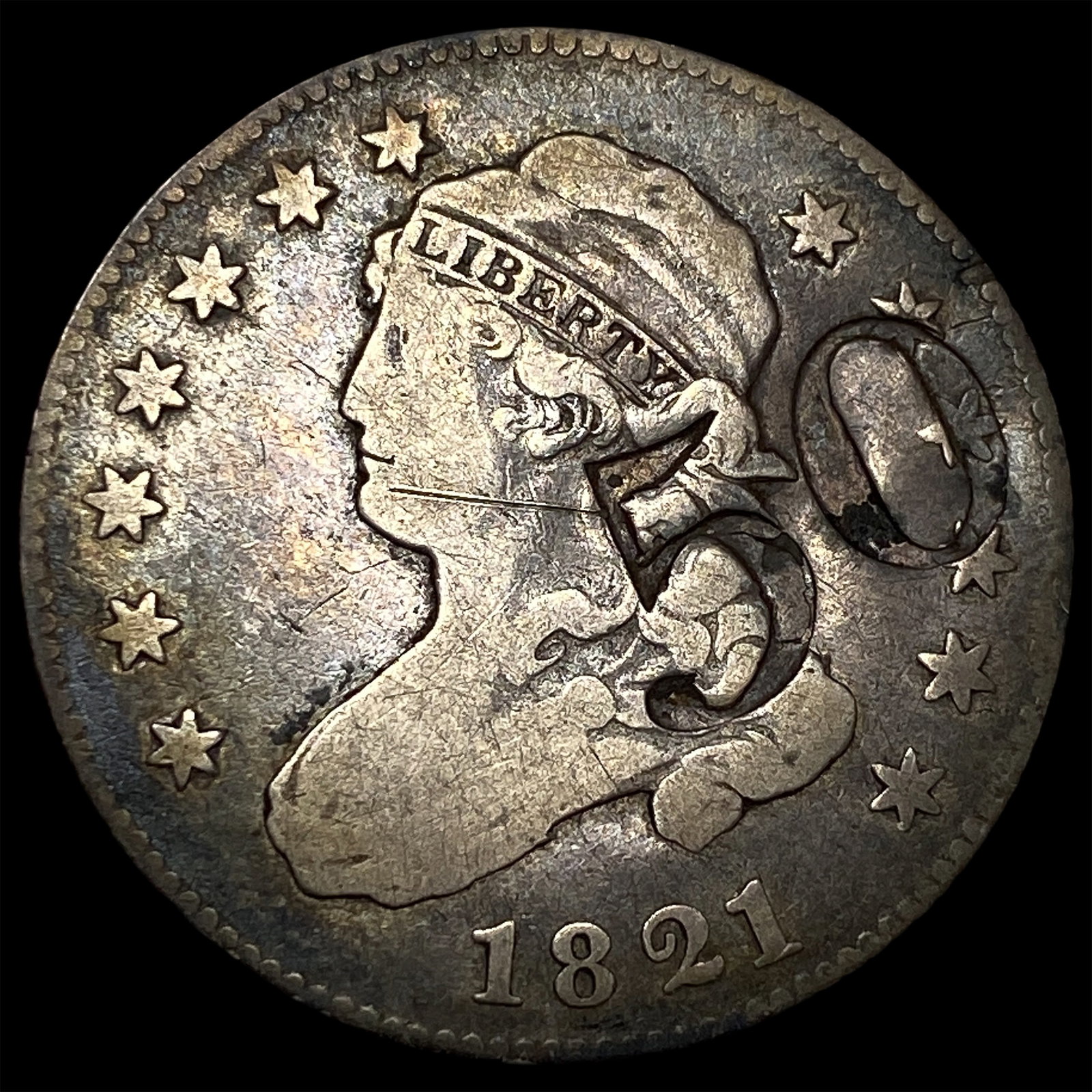 1821 Capped Bust Quarter NEARLY UNCIRCULATED: 1821 Capped Bust Quarter NEARLY UNCIRCULATED