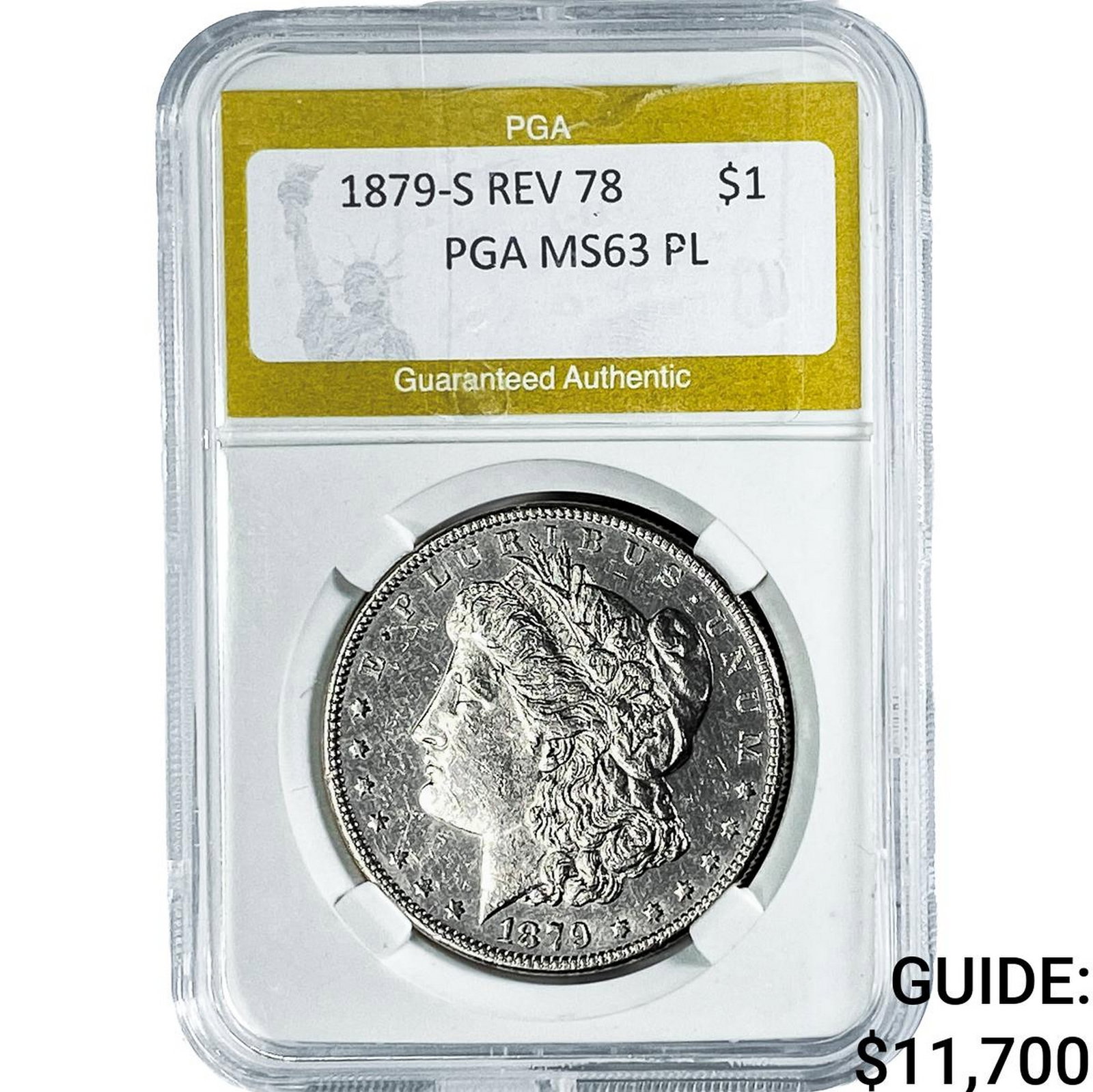 1879-S Rev 78 Morgan Silver Dollar PGA MS63 PL: 1879-S Rev 78 Morgan Silver Dollar PGA MS63 PL