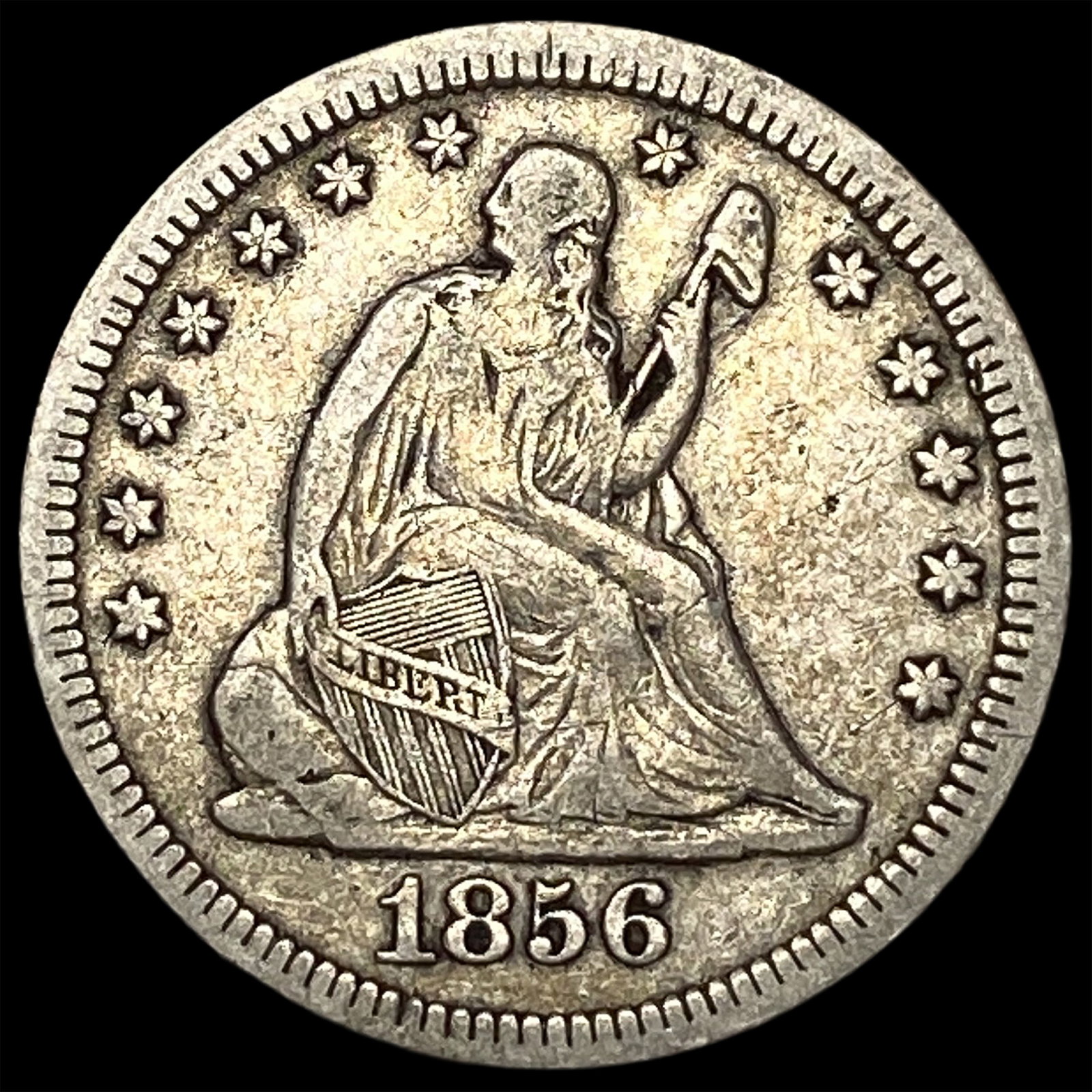 1856 Silver Seated Liberty Quarter LIGHTLY CIRCULATED: 1856 Silver Seated Liberty Quarter LIGHTLY CIRCULATED