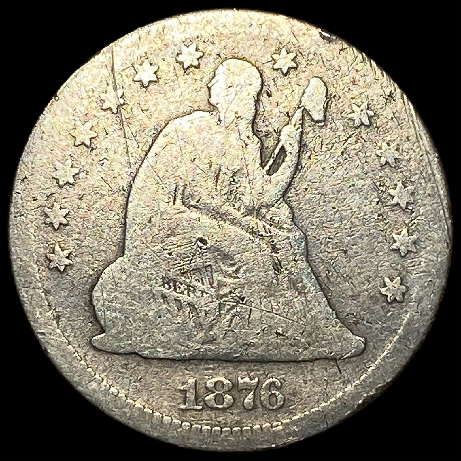 1876 Silver Seated Liberty Quarter LIGHTLY CIRCULATED: 1876 Silver Seated Liberty Quarter LIGHTLY CIRCULATED