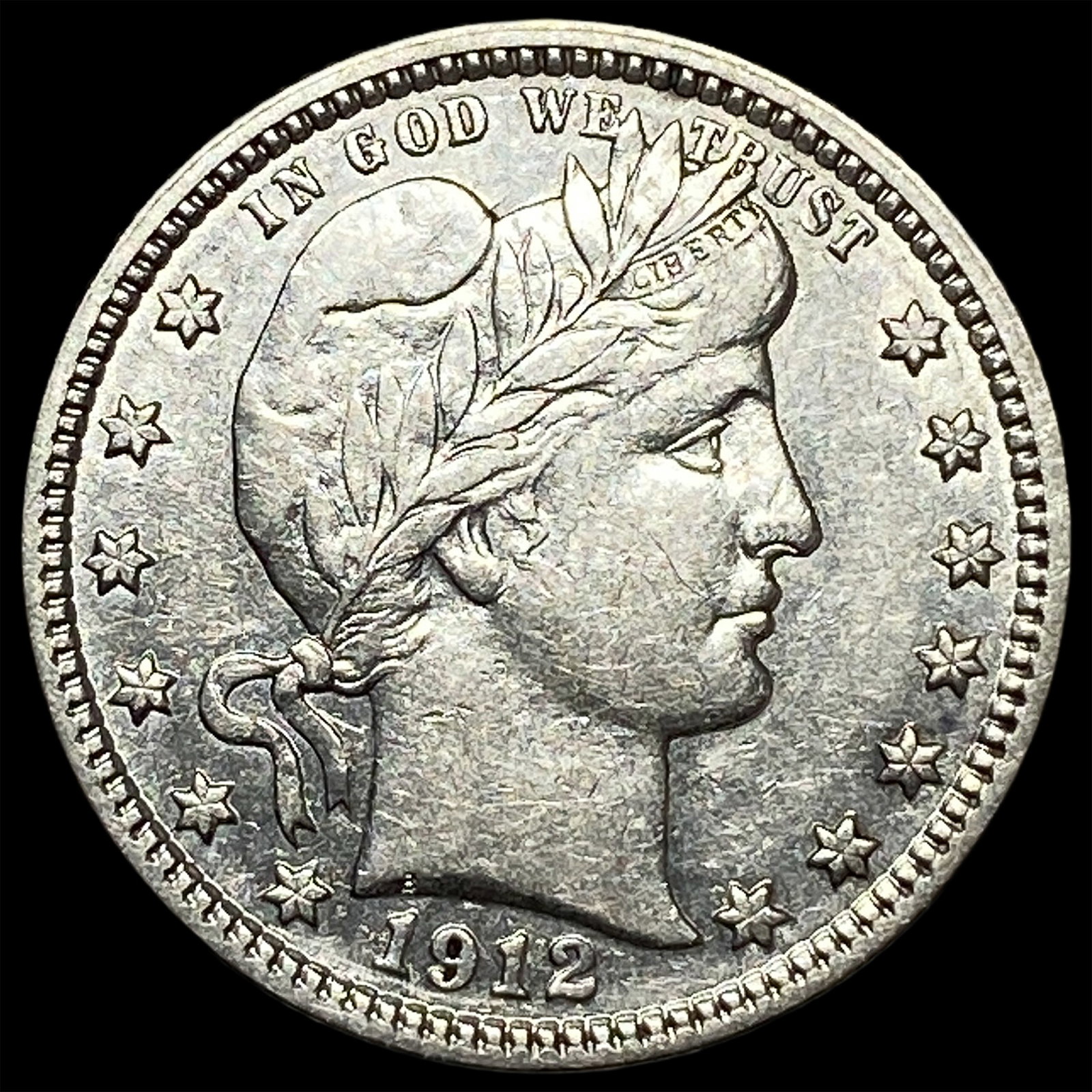 1912 Silver Barber Quarter NEARLY UNCIRCULATED: 1912 Silver Barber Quarter NEARLY UNCIRCULATED