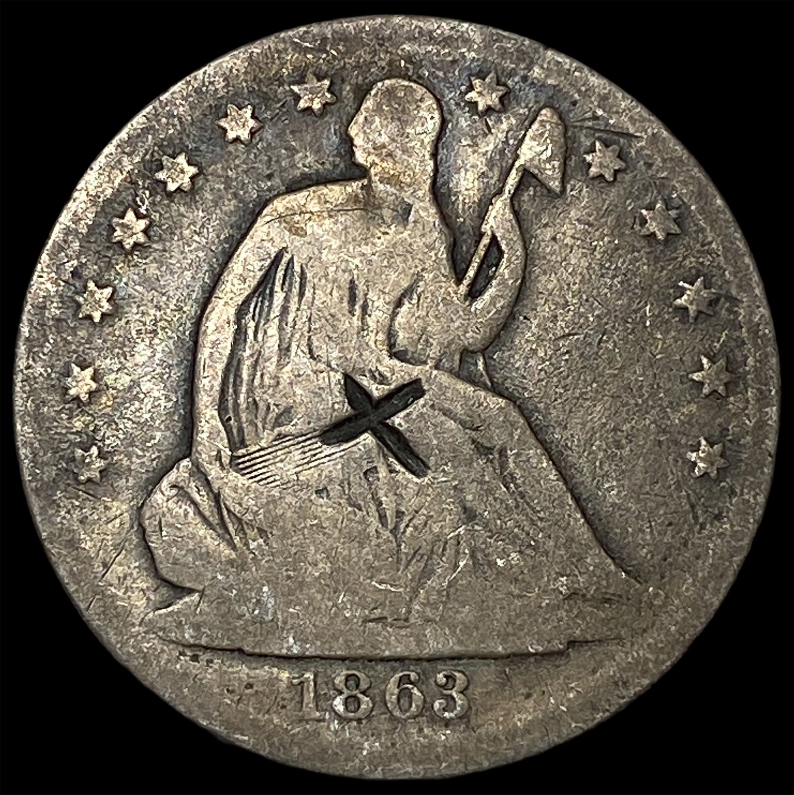 1863-S Silver Seated Liberty Half Dollar LIGHTLY CIRCULATED: 1863-S Silver Seated Liberty Half Dollar LIGHTLY CIRCULATED