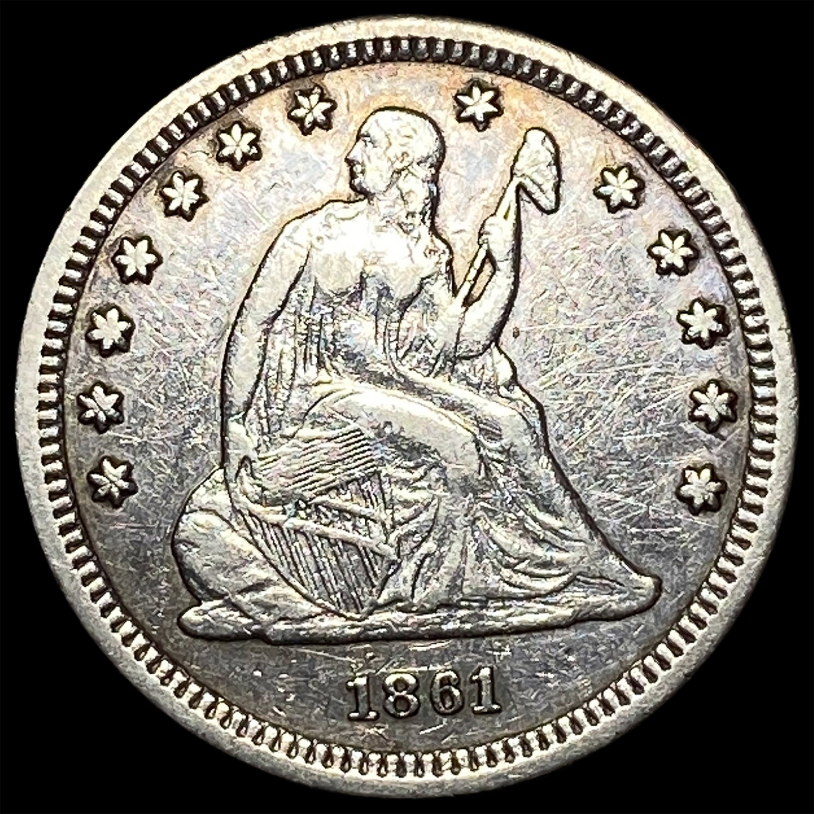 1861 Seated Liberty Quarter CHOICE AU: 1861 Seated Liberty Quarter CHOICE AU