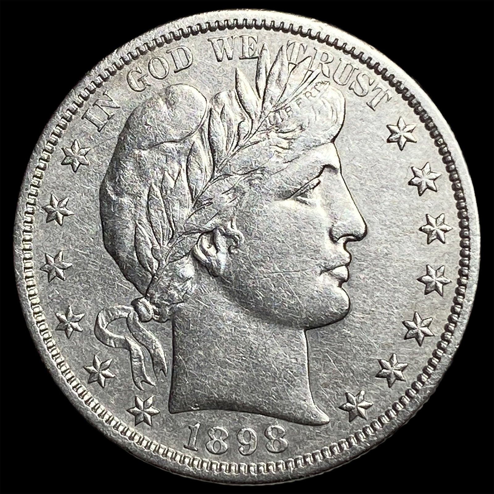 1898-S Silver Barber Half Dollar CLOSELY UNCIRCULATED: 1898-S Silver Barber Half Dollar CLOSELY UNCIRCULATED
