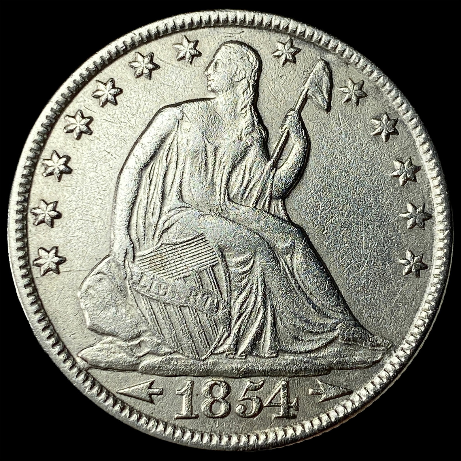 1854-O Arrows Silver Seated Liberty Half Dollar CHOICE AU: 1854-O Arrows Silver Seated Liberty Half Dollar CHOICE AU