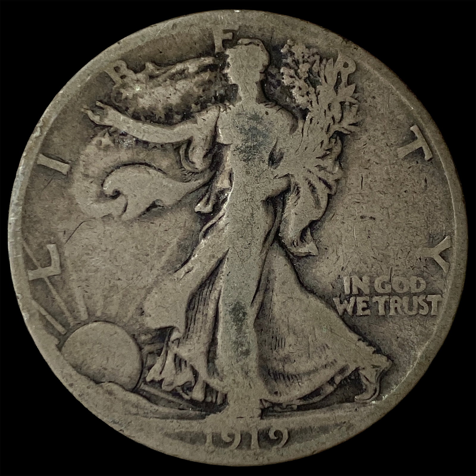 1919-S Silver Walking Liberty Half Dollar LIGHTLY CIRCULATED: 1919-S Silver Walking Liberty Half Dollar LIGHTLY CIRCULATED