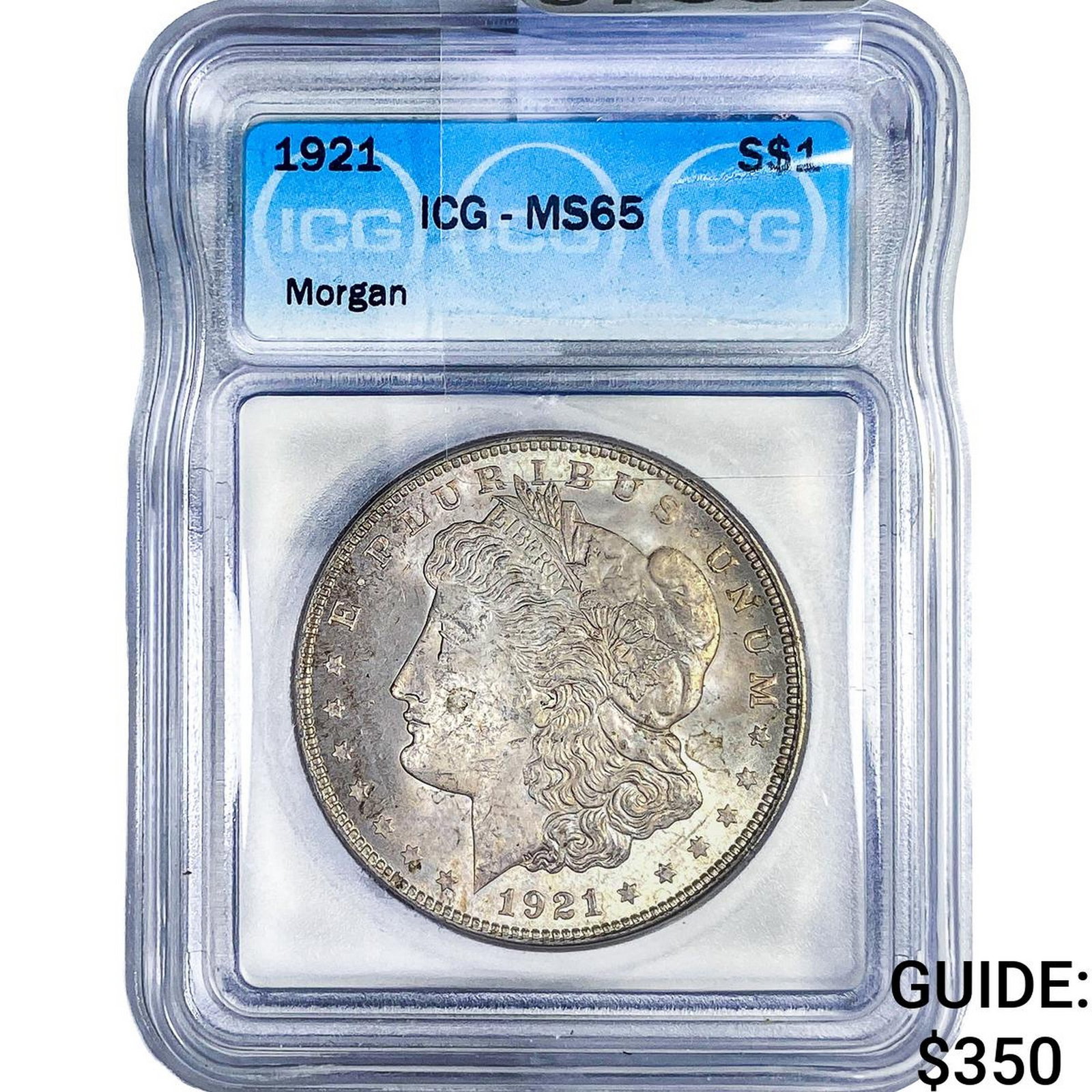 1921 Morgan Silver Dollar ICG MS65: 1921 Morgan Silver Dollar ICG MS65