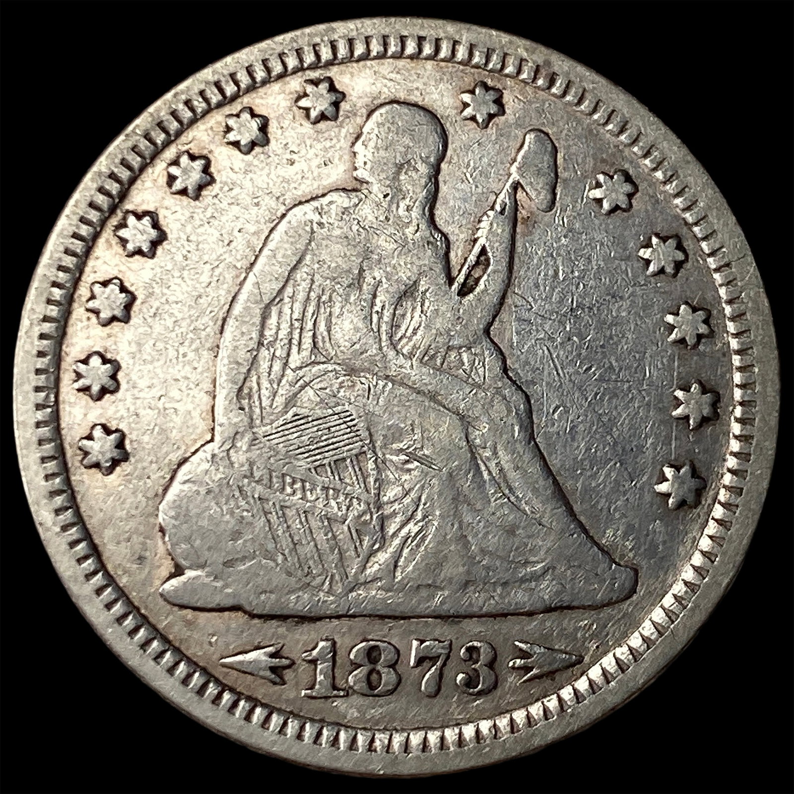 1873 Arrows Seated Liberty Quarter NEARLY UNCIRCULATED: 1873 Arrows Seated Liberty Quarter NEARLY UNCIRCULATED