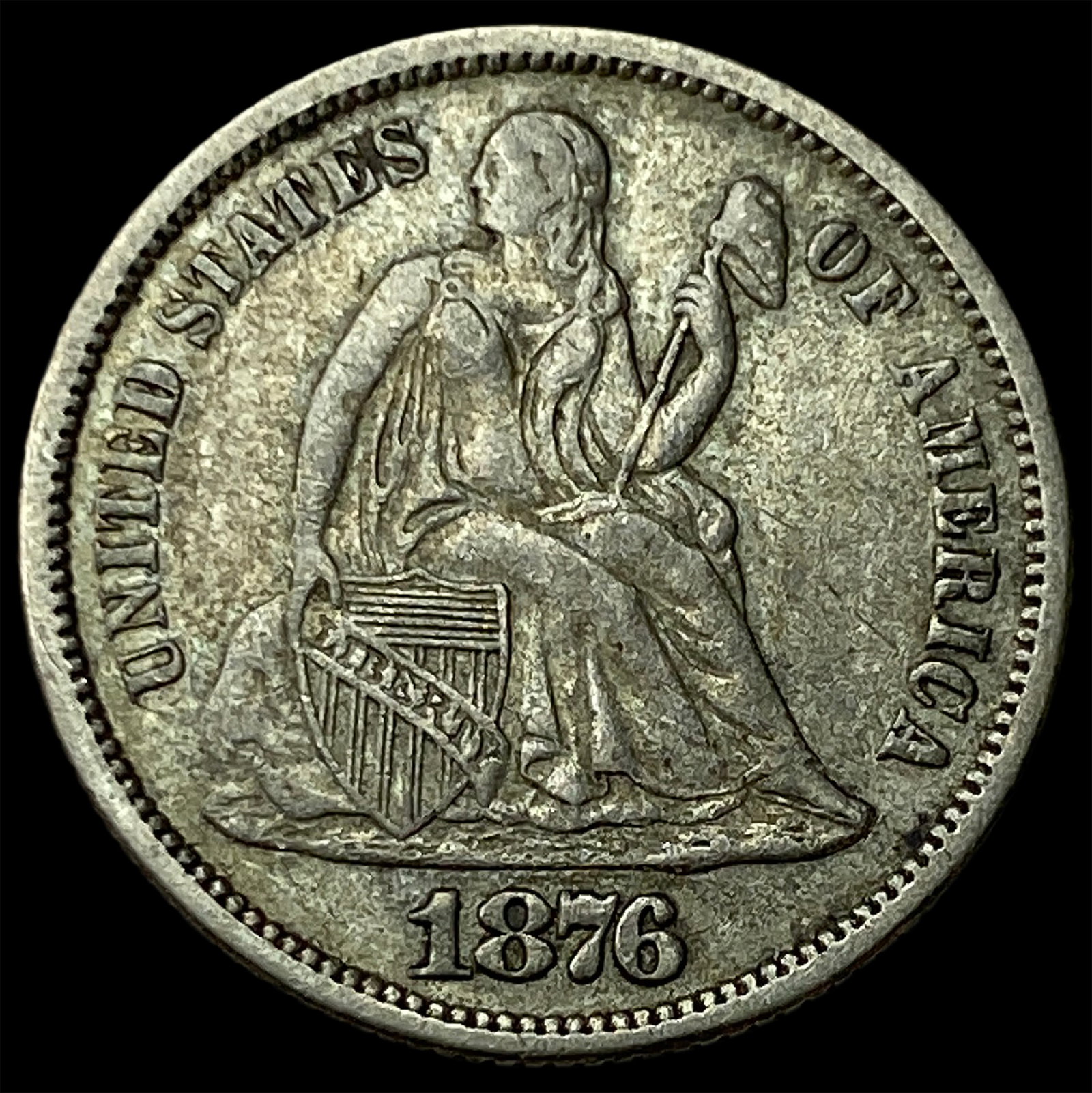 1876 Seated Liberty Dime NEARLY UNCIRCULATED