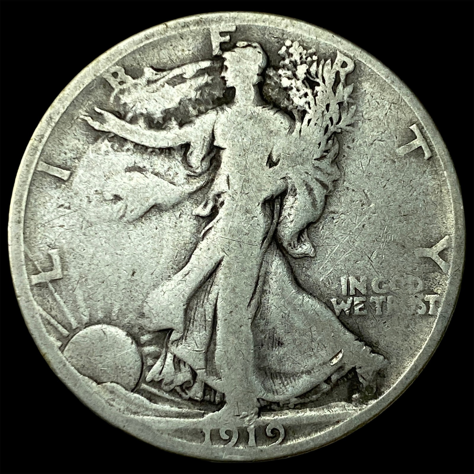 1919-S Silver Walking Liberty Half Dollar LIGHTLY CIRCULATED: 1919-S Silver Walking Liberty Half Dollar LIGHTLY CIRCULATED