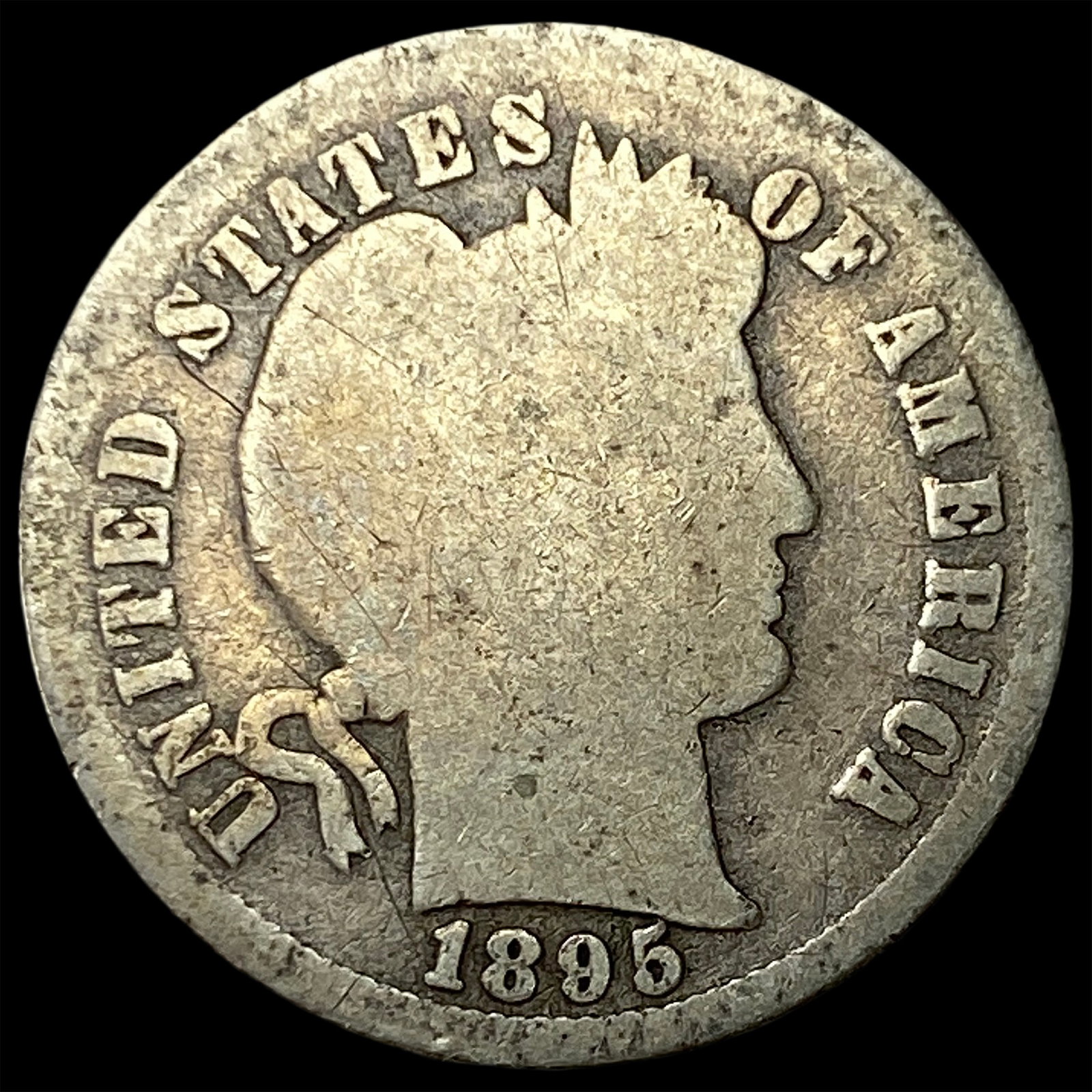 1895-S Silver Barber Dime NICELY CIRCULATED