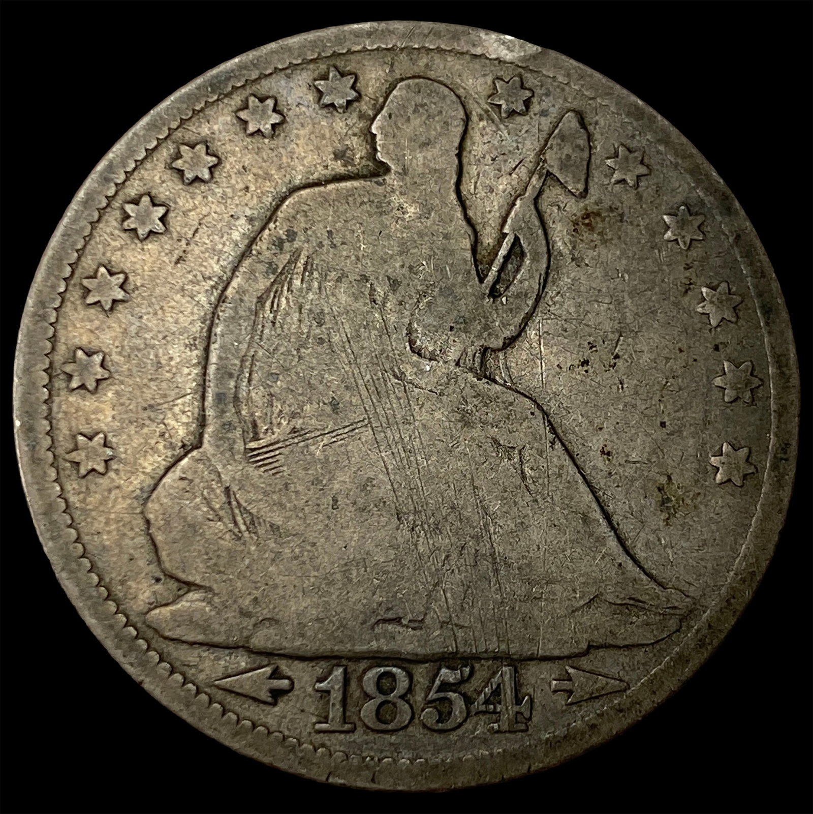 1854 Arrows Seated Liberty Half Dollar LIGHTLY CIRCULATED