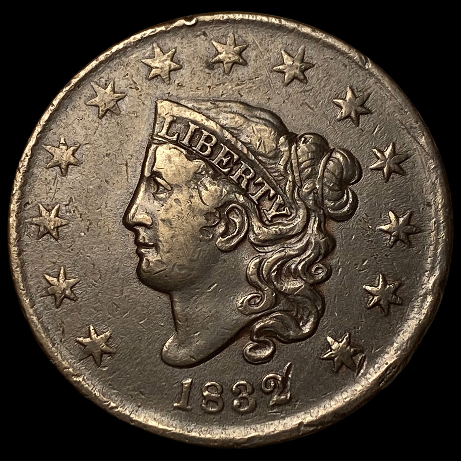 1832 Coronet Head Large Cent NEARLY UNCIRCULATED