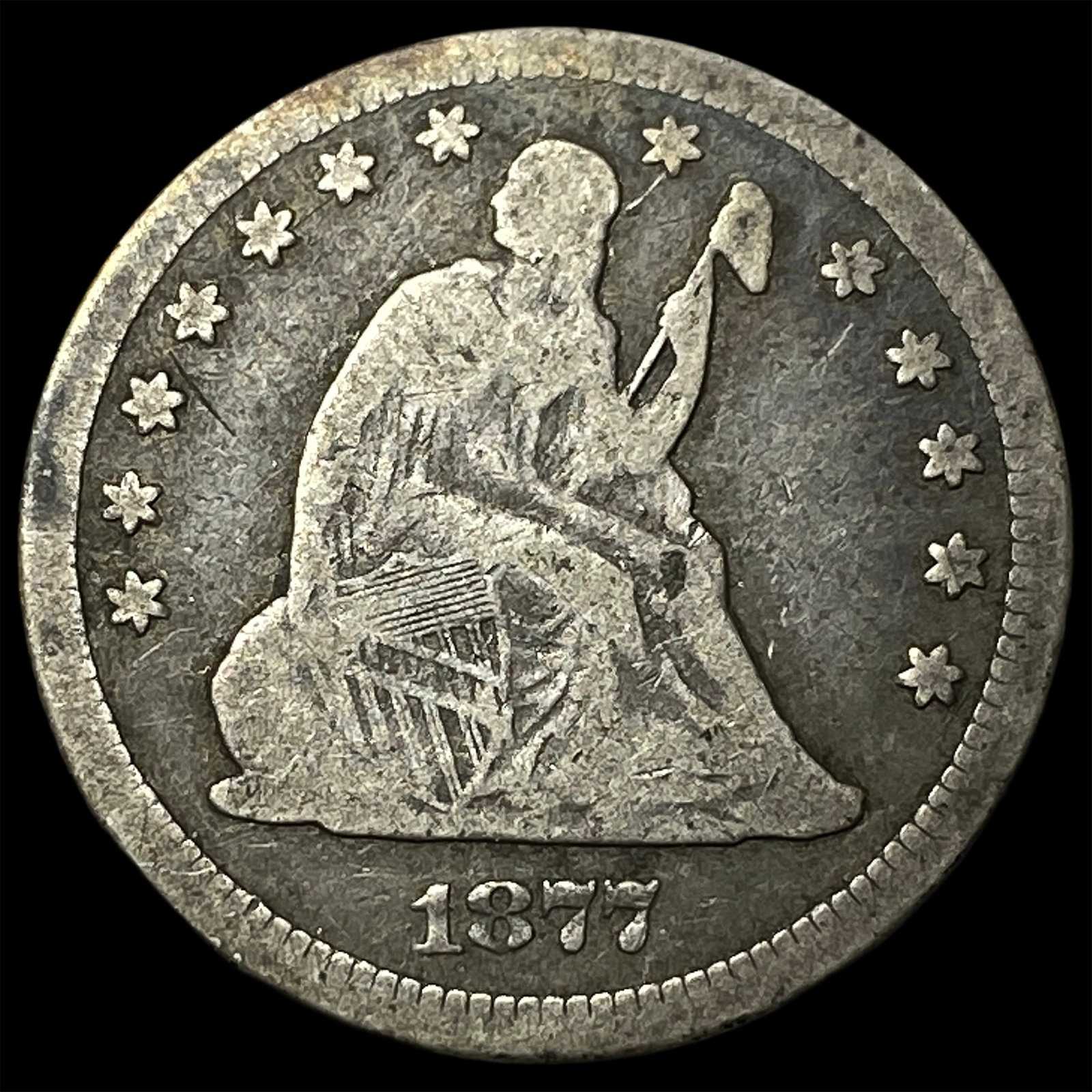 1877-CC Silver Seated Liberty Quarter LIGHTLY CIRCULATED: 1877-CC Silver Seated Liberty Quarter LIGHTLY CIRCULATED