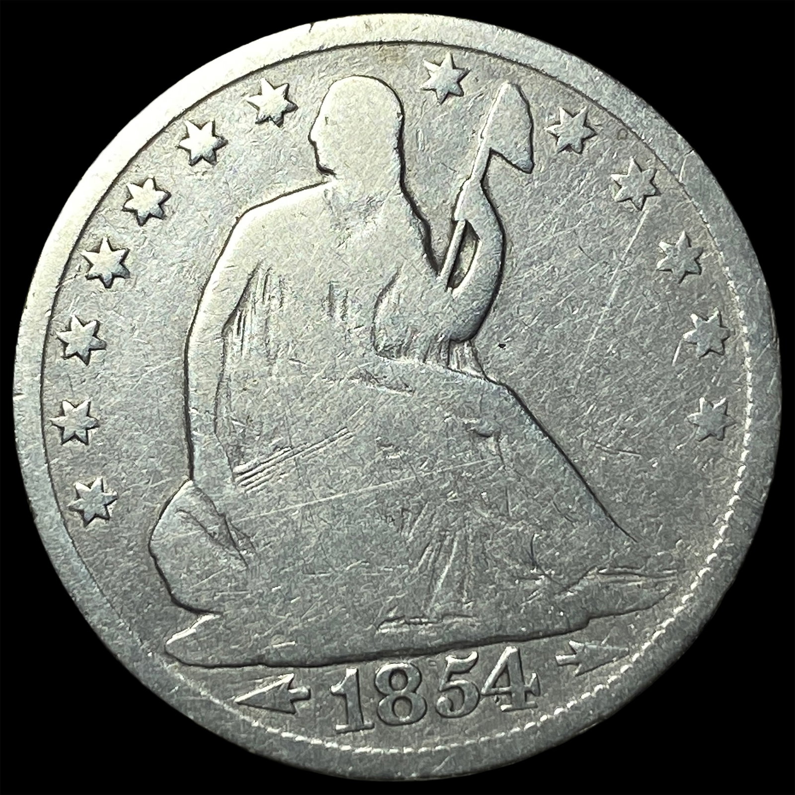 1854 Arrows Seated Liberty Half Dollar LIGHTLY CIRCULATED