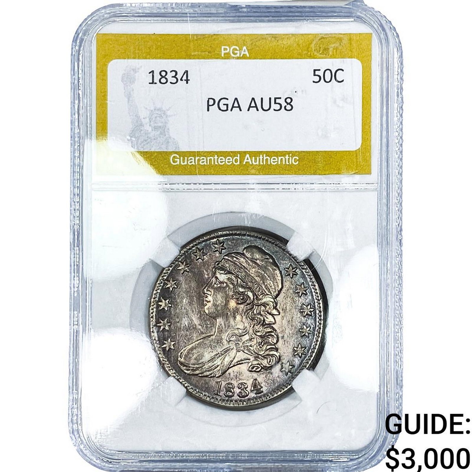 1834 Capped Bust Half Dollar PGA AU58: 1834 Capped Bust Half Dollar PGA AU58