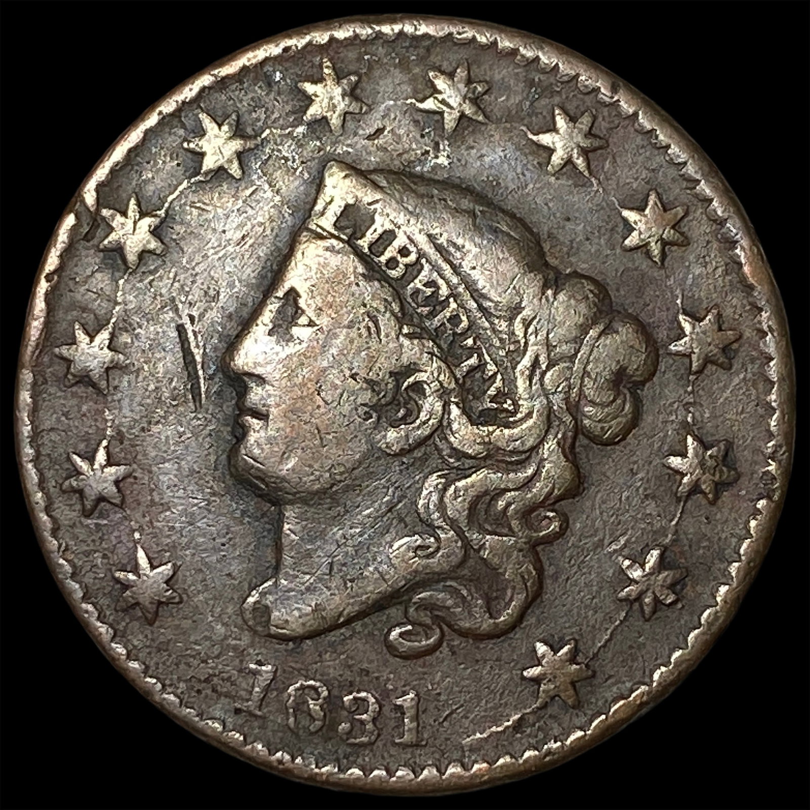1831 Coronet Head Large Cent NICELY CIRCULATED: 1831 Coronet Head Large Cent NICELY CIRCULATED