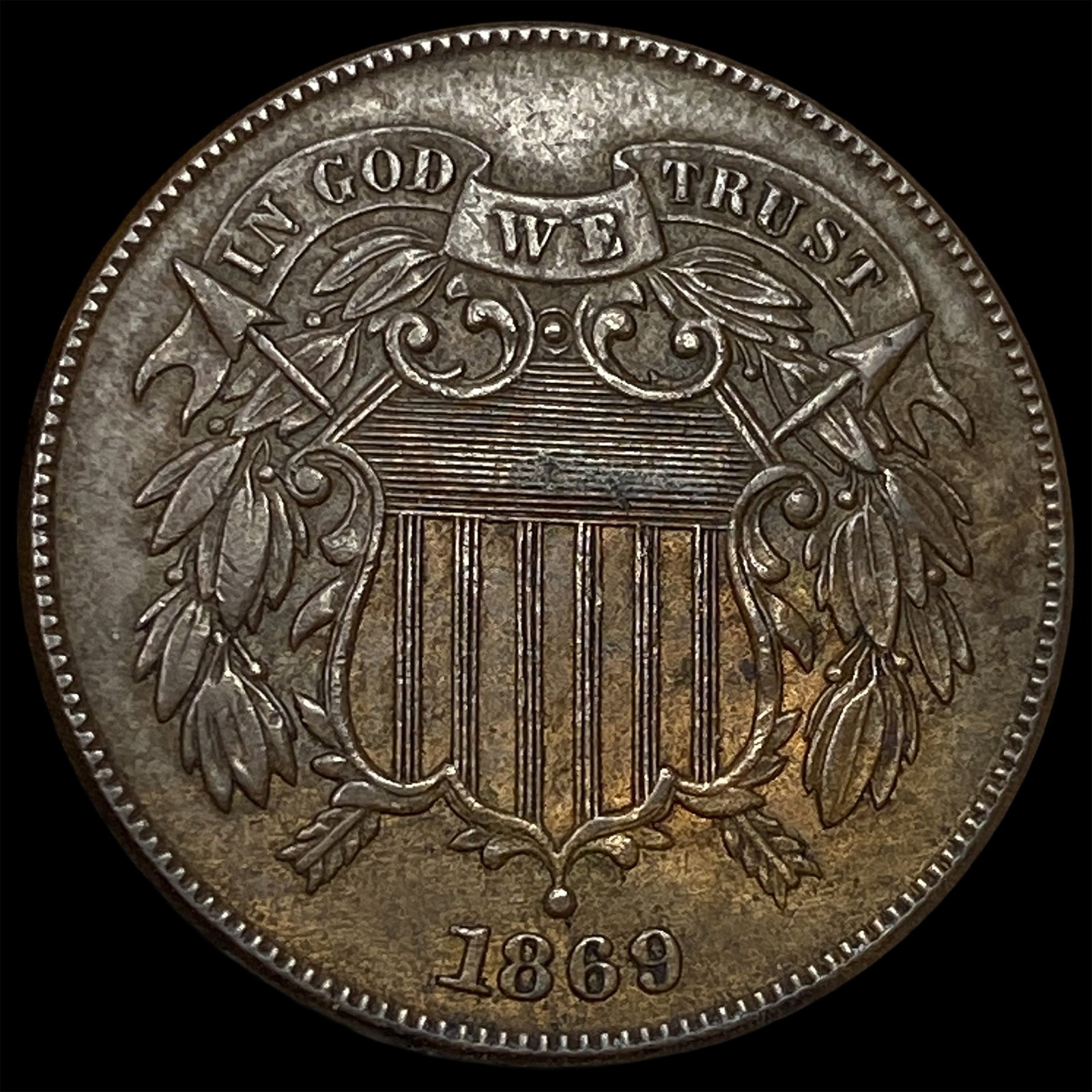 1869 Two-Cent Piece CLOSELY UNCIRCULATED: 1869 Two-Cent Piece CLOSELY UNCIRCULATED