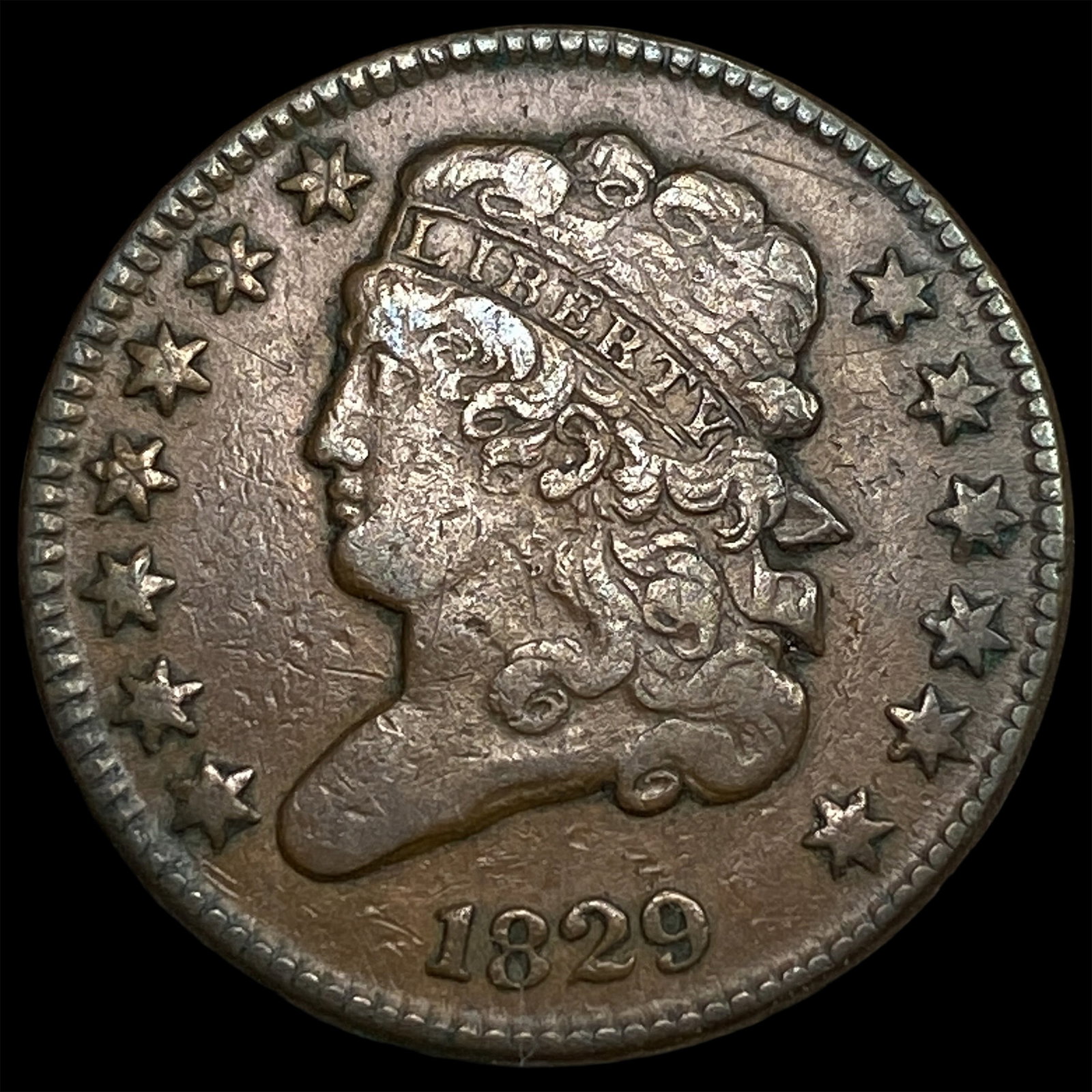 1829 Classic Head Half Cent NEARLY UNCIRCULATED: 1829 Classic Head Half Cent NEARLY UNCIRCULATED